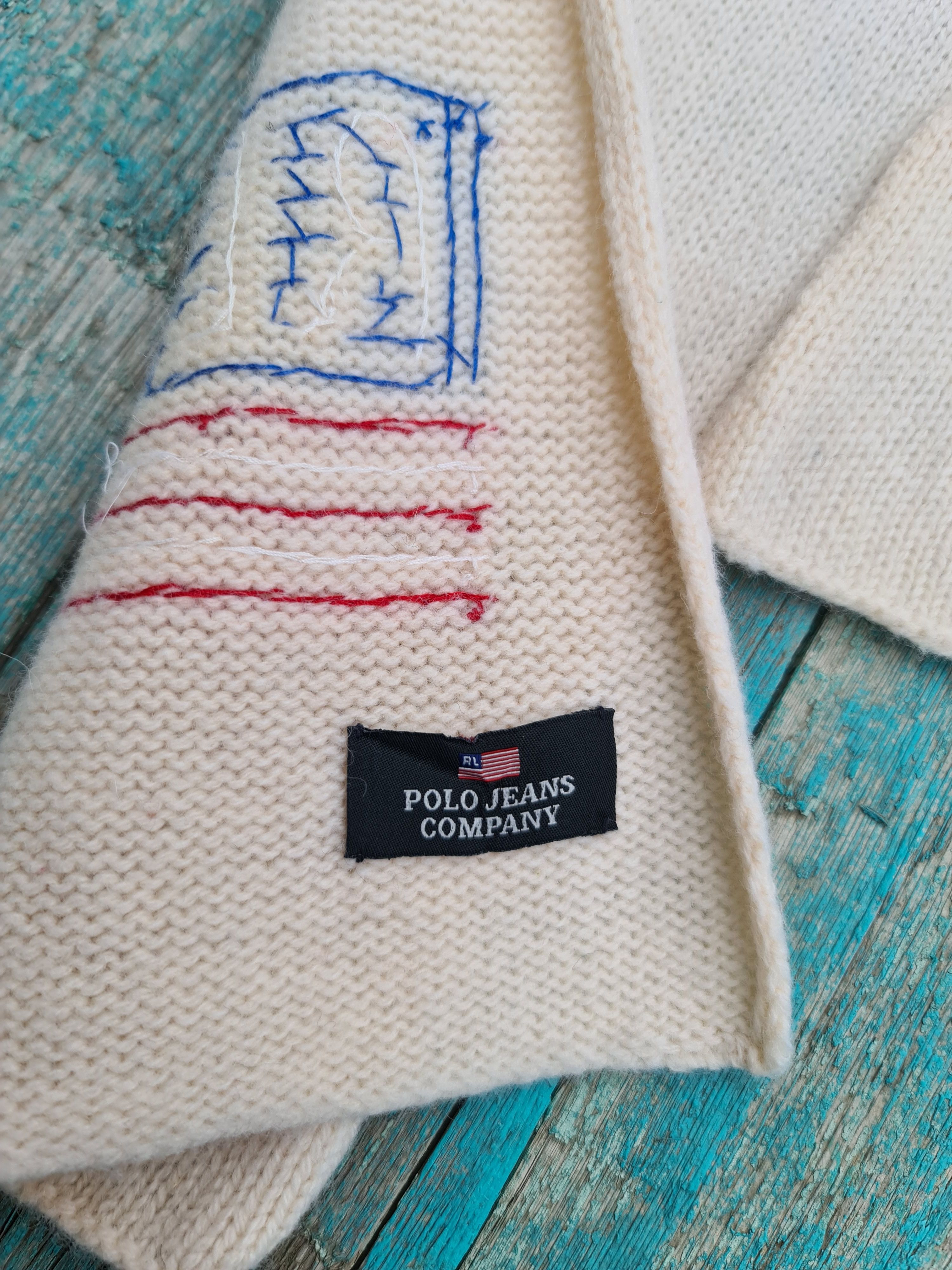 Polo Ralph Lauren POLO Jeans Company Scarf American Flag Knit Vintage Size ONE SIZE - 4 Thumbnail