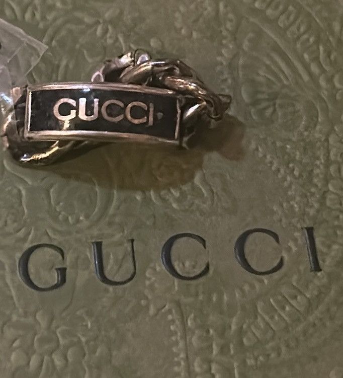 Gucci Gucci Enamel Tag Chain Ring Black Ag 925 Size ONE SIZE - 3 Thumbnail