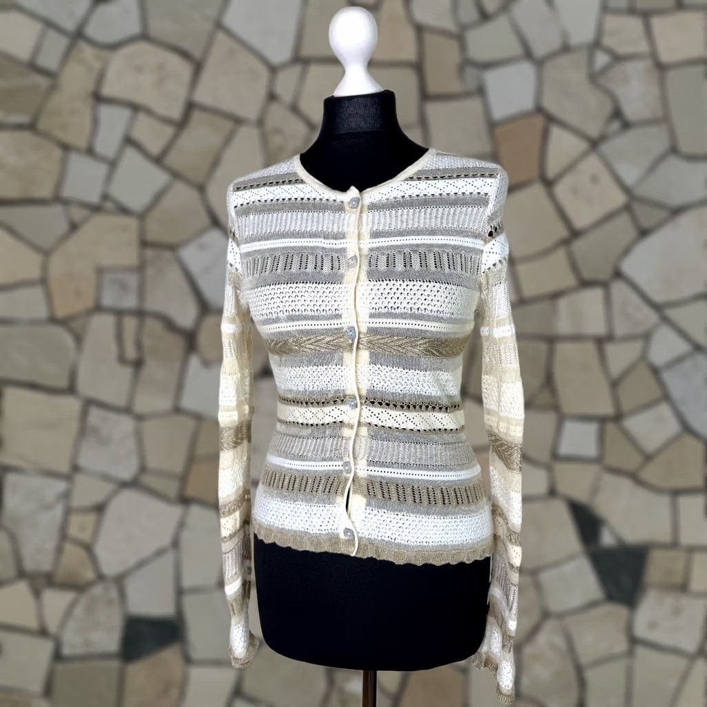 Kenzo Kenzo Cardigan Jungle womens jumper Size L Beige Wool Blend Round Neck Cardigan Womens L Beige Kenzo Jumper Size L / US 10 / IT 46 - 1 Thumbnail