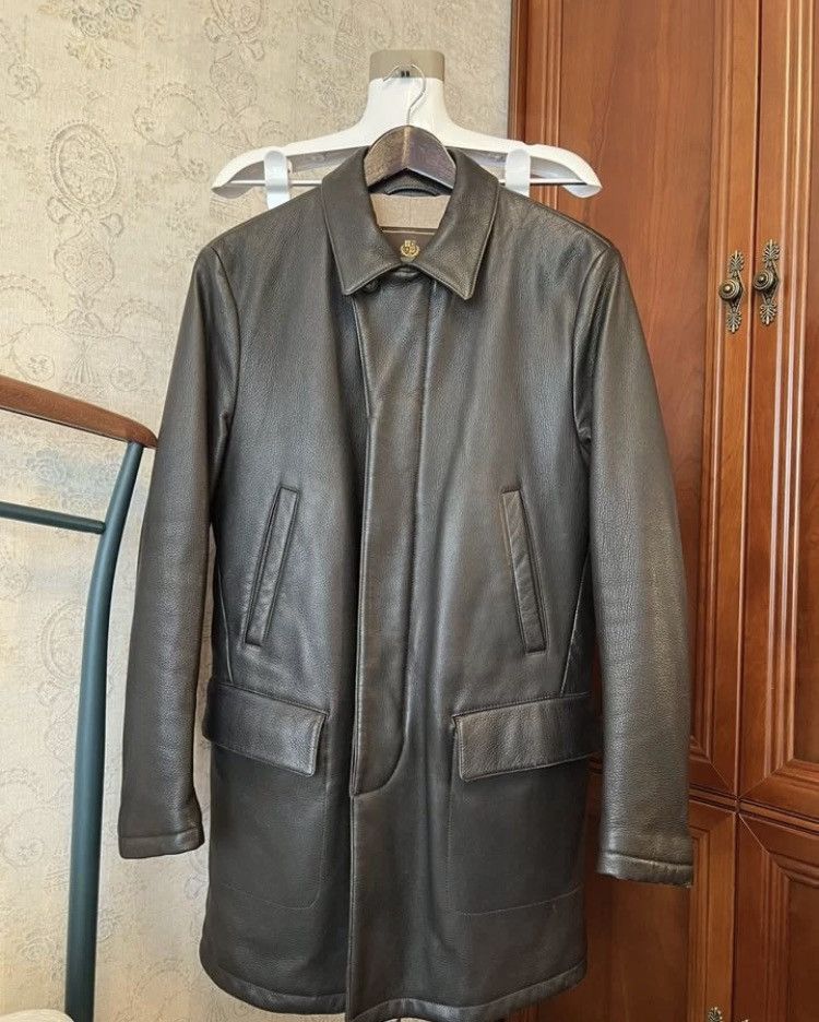 image of Loro Piana Leather And Cashmere Pocket Detail Coat Jacket in Black, Men's (Size Medium)