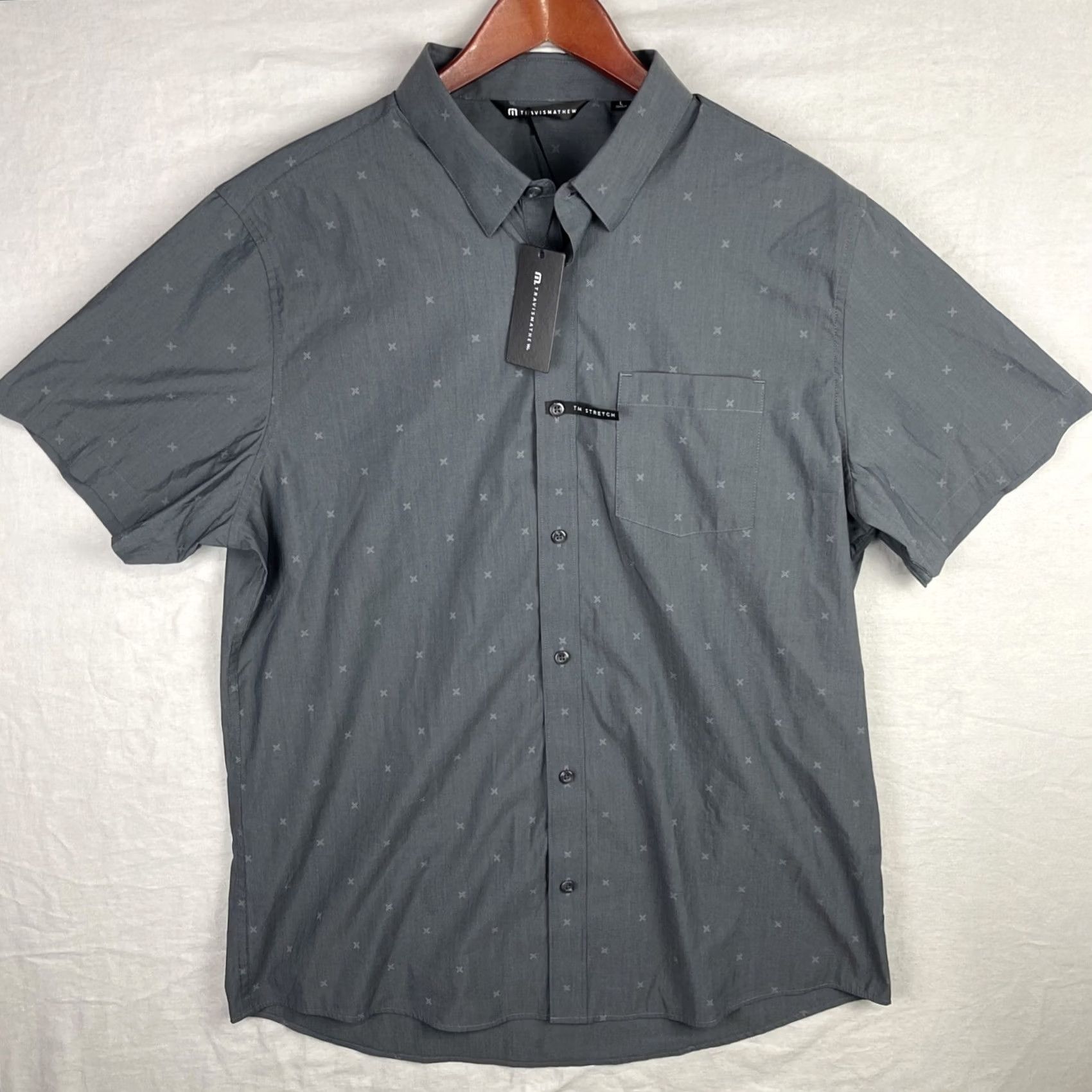 TravisMathew Travis Mathew Shirt Mens Large Black TM Stretch Button Up Short Sleeve Pocket Size US L / EU 52-54 / 3 - 2 Thumbnail