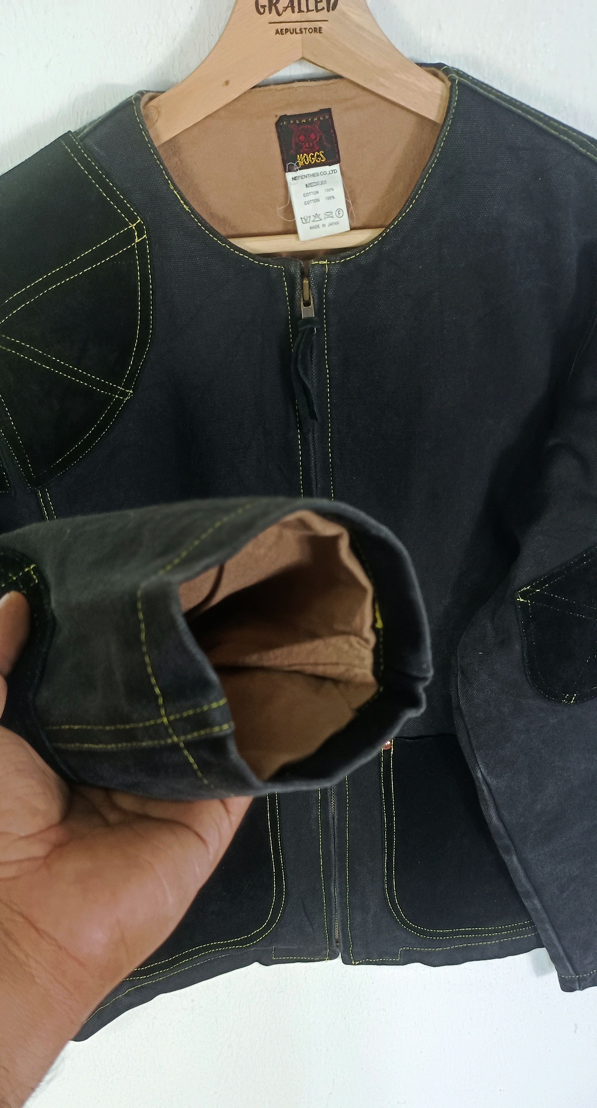 Nepenthes Nepenthes Woggs Denim Jacket With Leather Pacthwork Size US L / EU 52-54 / 3 - 8 Thumbnail
