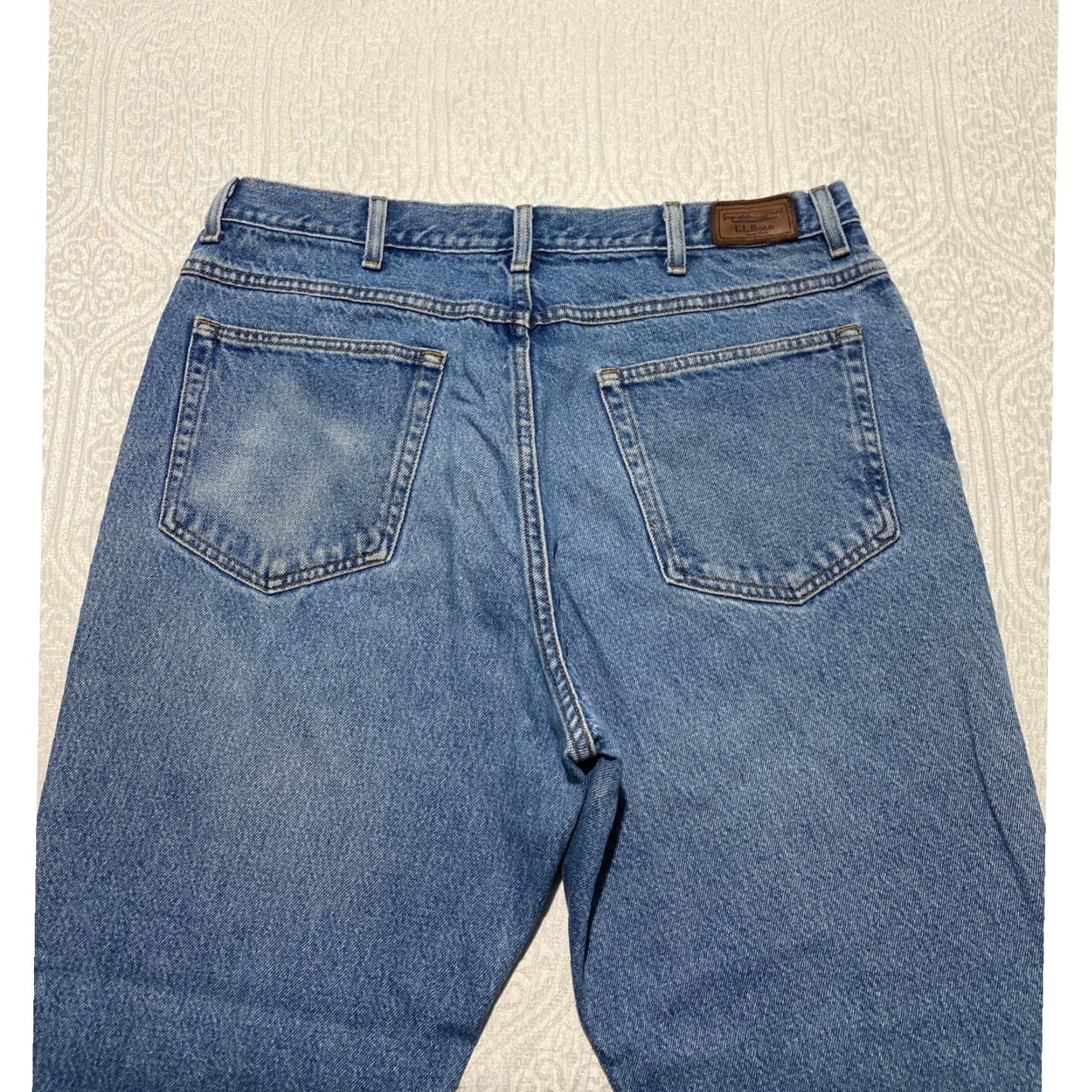 Denime LLBean Classic Fit Jeans Mens 36x28 Blue Denim Cotton Straight Leg Pants Size US 36 / EU 52 - 5 Thumbnail