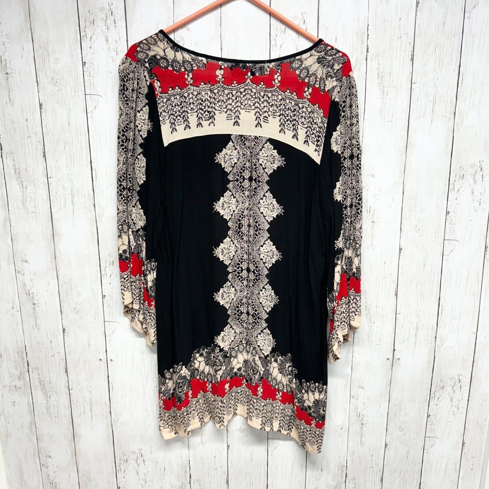 Other Angie Dress Small Plus Boho Printed Bell Sleeve Tunic Tribal Size S / US 4 / IT 40 - 3 Thumbnail