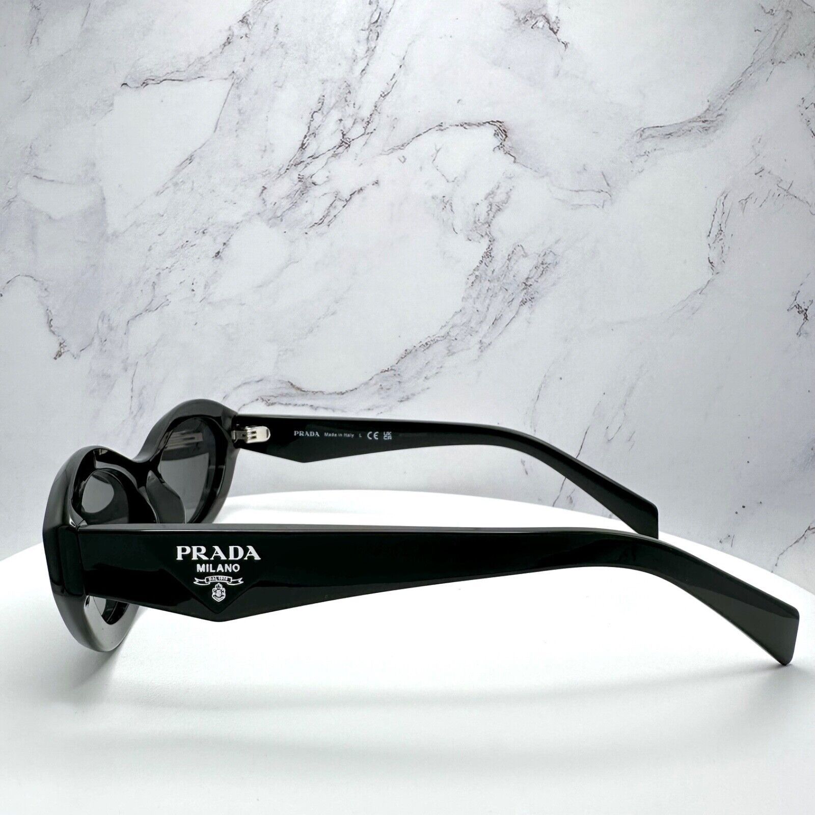 Prada New Prada Sunglasses Black Acetate Symbole Logo Slim Size ONE SIZE - 5 Thumbnail