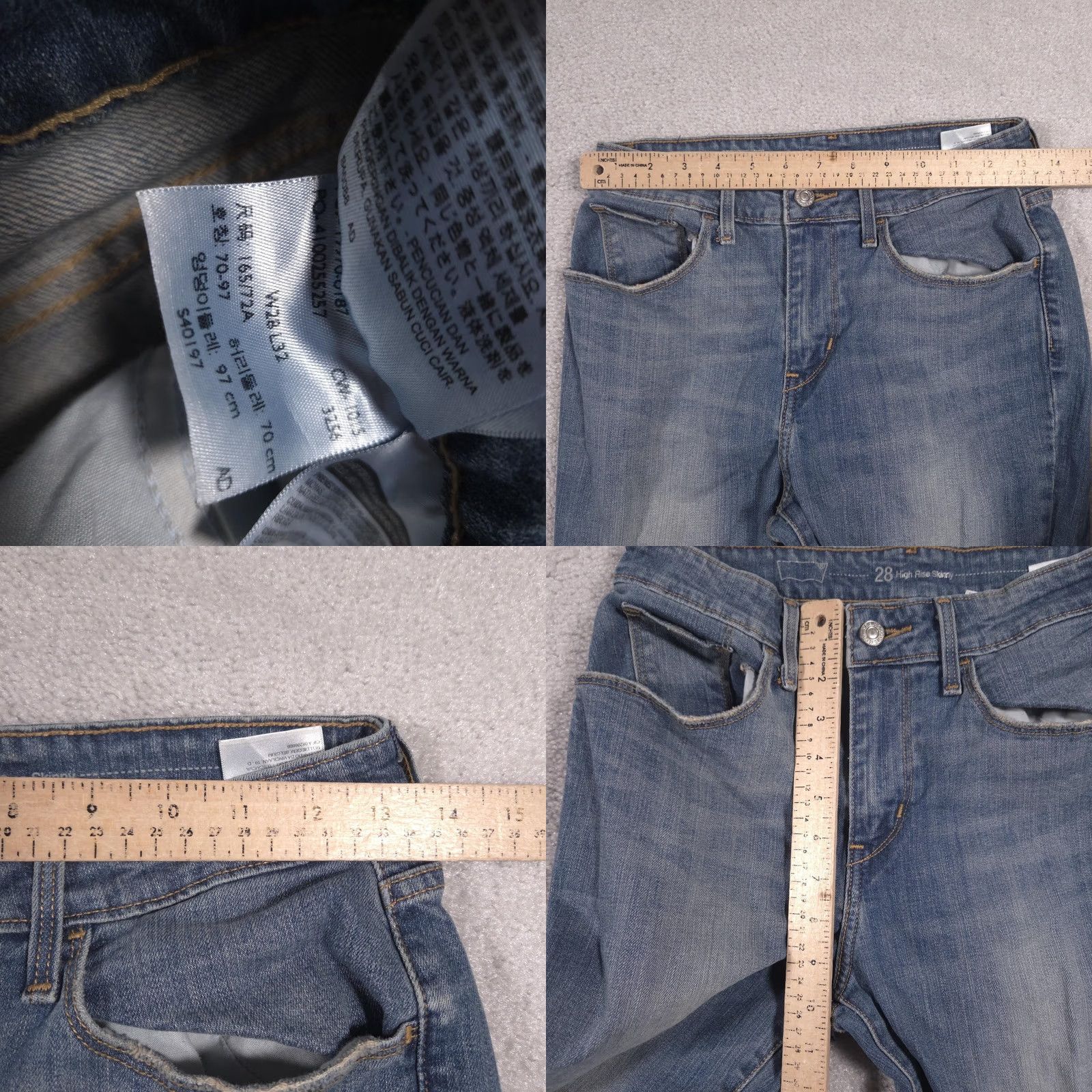 Levi's Levis Jeans Womens 28 Blue High Rise Skinny Distressed Stretch Denim Medium Wash Size 28" / US 6 / IT 42 - 8 Thumbnail