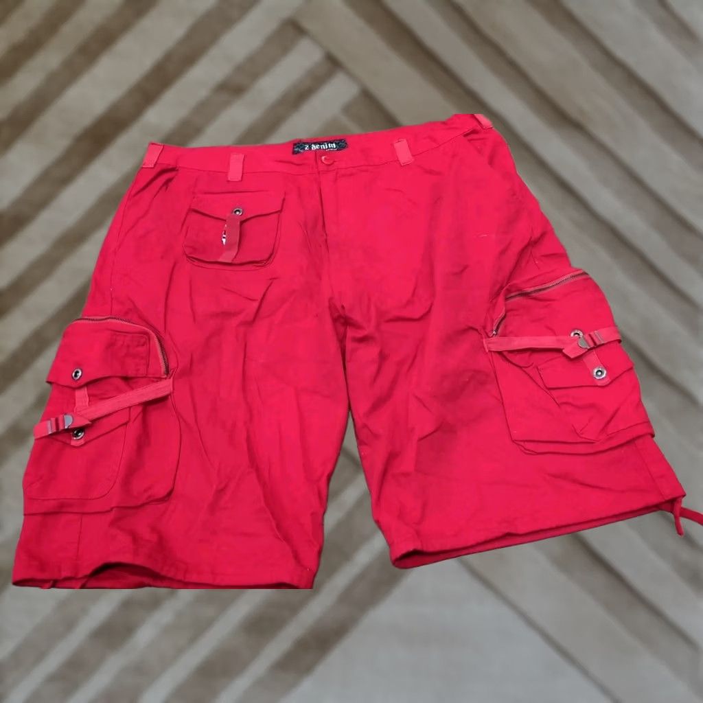 Vintage Z Denim Premium Collection Mens Bermuda Shorts 5-Pocket Red 44x15 Denim Cargo Bermuda Streetwear Y2K Hip Hop Mens Size US 44 / EU 60 - 1 Thumbnail