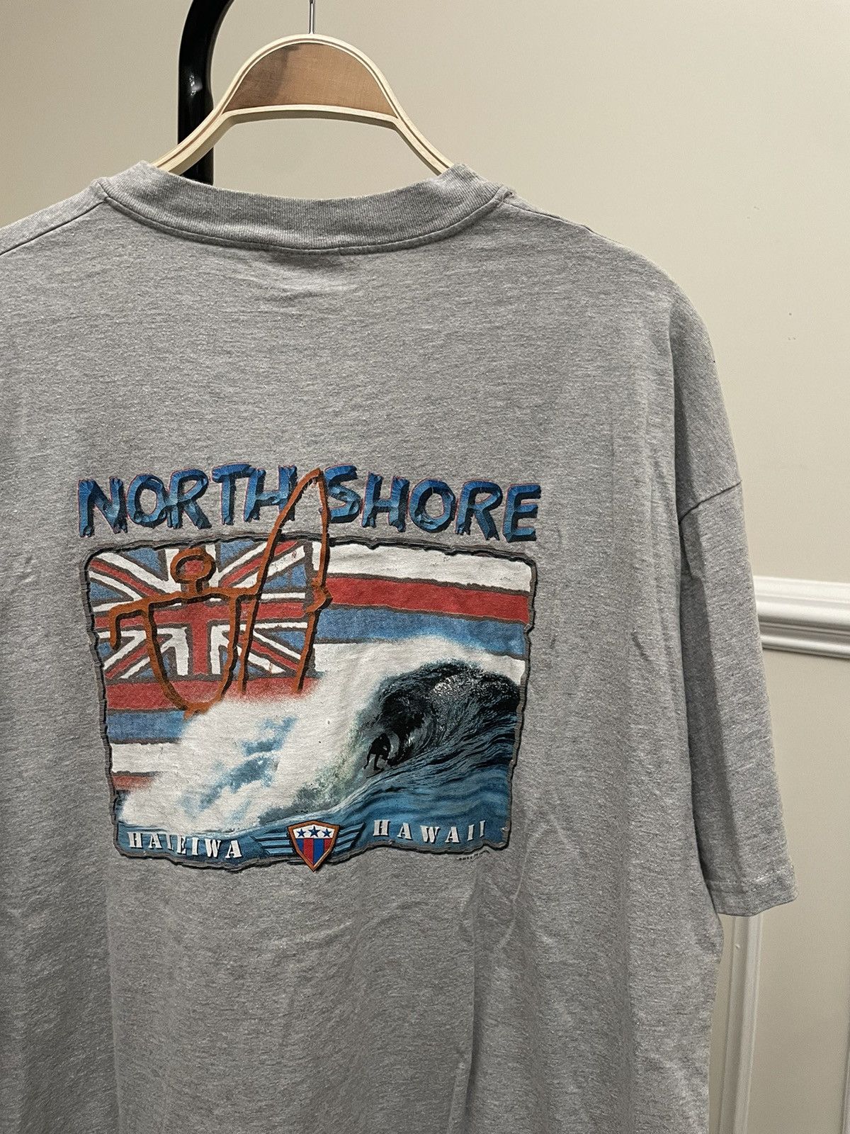 Vintage Vintage 90s Shore Graphic Tee Shirt Unsoundrags Hanes Beefy Size US XL / EU 56 / 4 - 1 Thumbnail