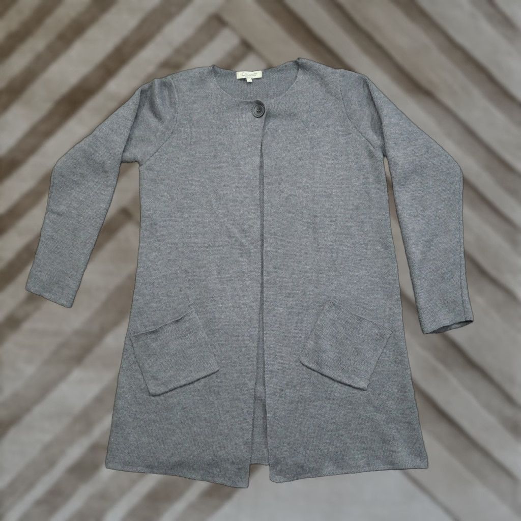 Vintage VINTAGE Cocogio Sweater Cardigan Wool Blend Grey Large Womens Crew Neck Long Sleeve With Pockets, Italy, Winter, 8/10 Size L / US 10 / IT 46 - 1 Thumbnail