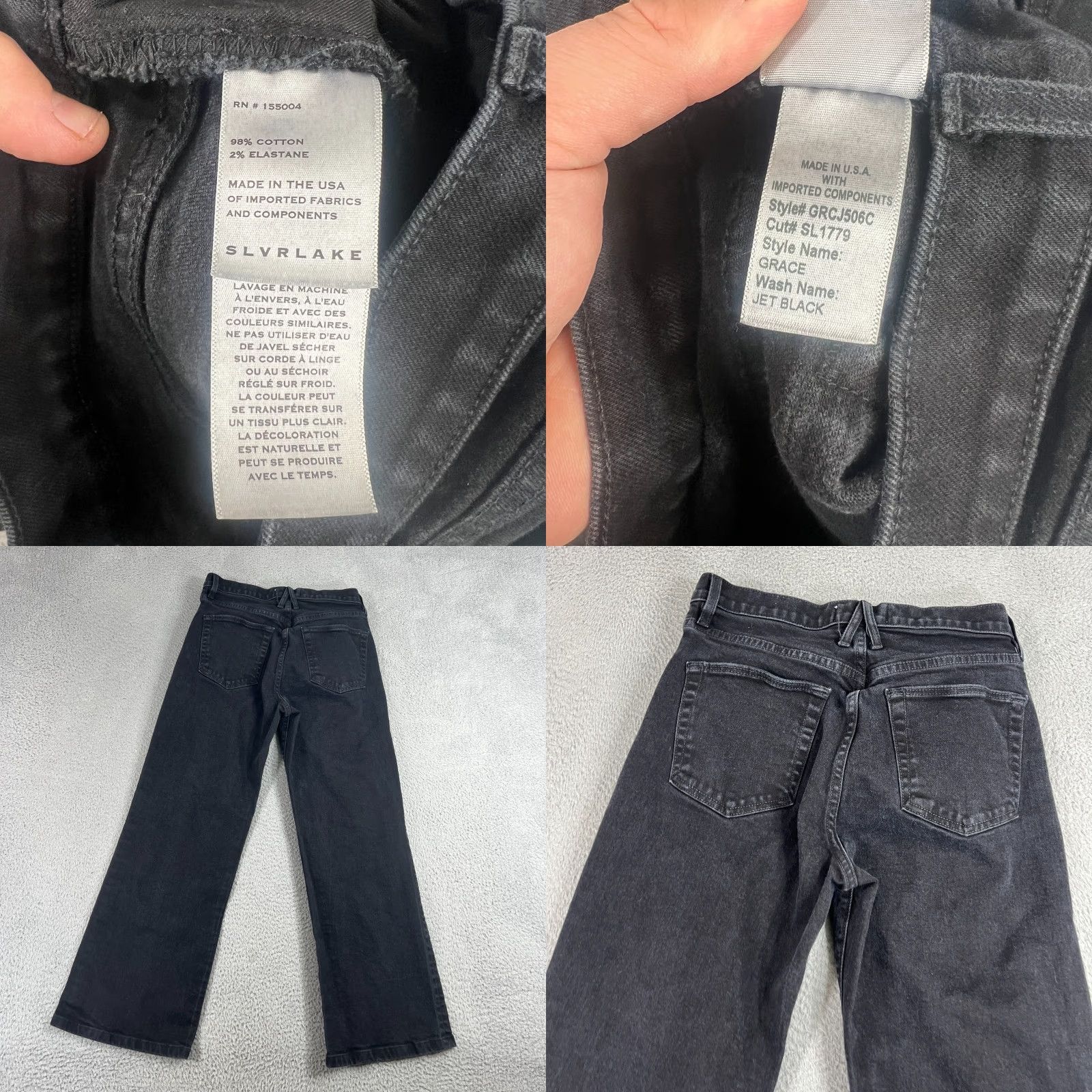 SLVRLAKE SLVRLAKE Jeans Womens 30 Grace Wide-Leg High Rise Black Wash USA Jet Black Wash Jeans Women's Slim, 5-Pocket Pockets Vintage: No - N/A Size 30" / US 8 / IT 44 - 8 Thumbnail