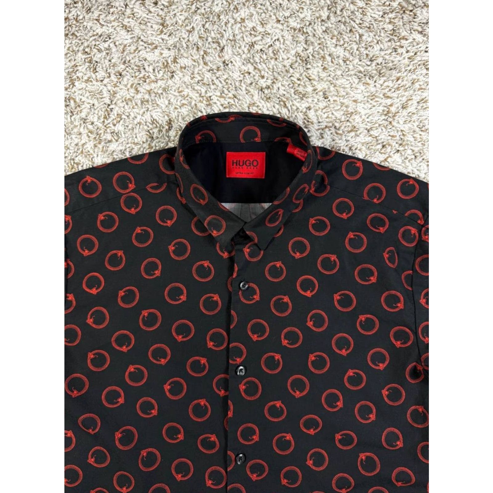Hugo Boss HUGO BOSS Shirt Men Extra-Slim Long Sleeve Black Button-Up Small Size US S / EU 44-46 / 1 - 2 Thumbnail