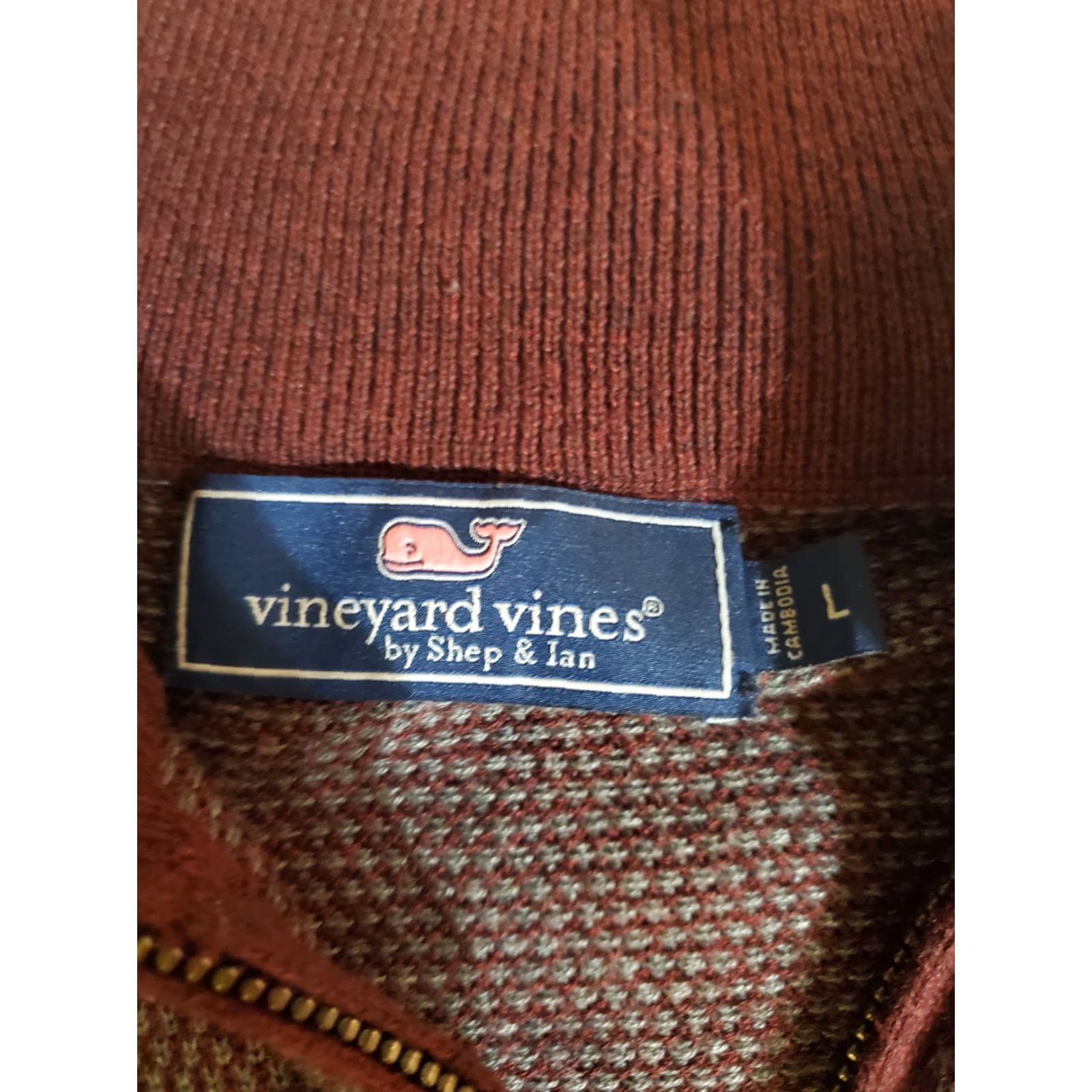 Vineyard Vines Vineyard Vines Signature 1/4 Zip Pullover Burgundy Mock Neck Sweater Mens Size L Size US L / EU 52-54 / 3 - 5 Thumbnail
