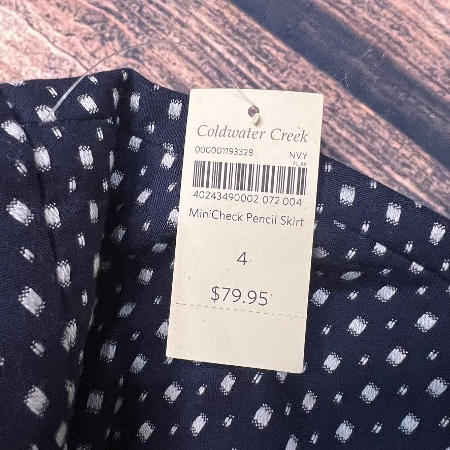 Coldwater Creek NWT Coldwater Creek Women's 4 Navy Polka Dot Pencil Skirt Size 27" / US 4 / IT 40 - 4 Thumbnail