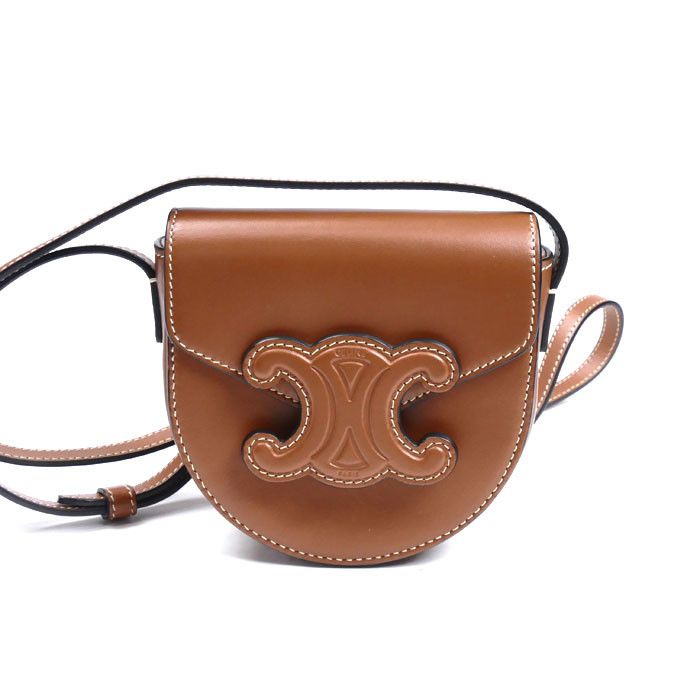 Celine Celine CELINE Mini Besace Cuir Triomphe Shoulder Bag Leather Shoulder Bag 10J303DPQ4LU DUTY FREE for USA Size ONE SIZE - 1 Thumbnail