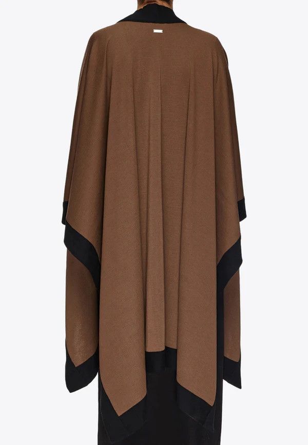 Salvatore Ferragamo o1s1rm0526 Size: OS / Logo Plaque Wool Cape in Brown Size ONE SIZE - 3 Thumbnail