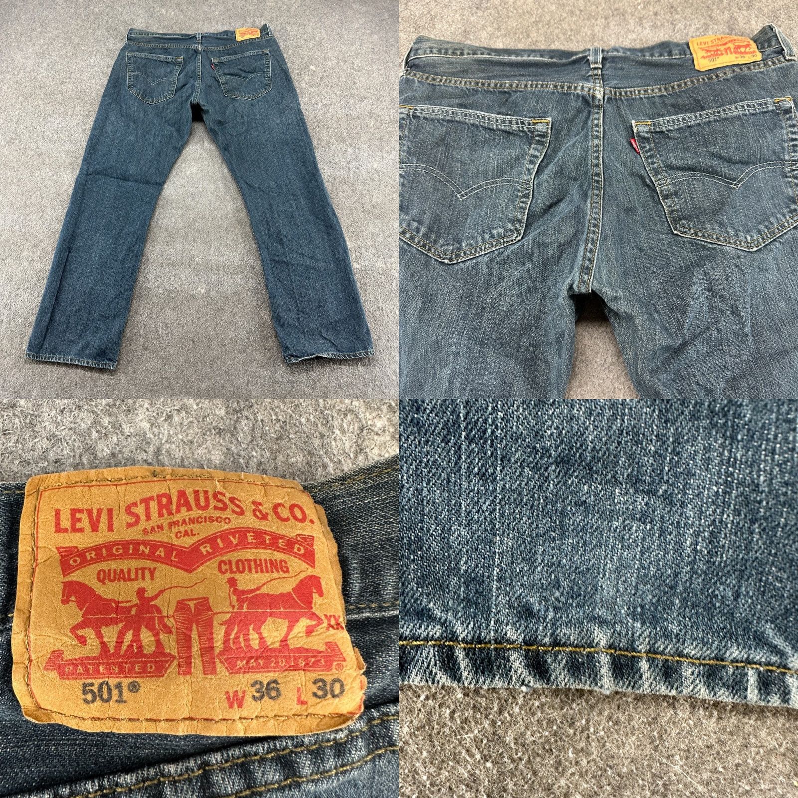 Levi's Levi's 501 Jeans Mens 36x30 Blue Straight Regular Fit Distressed Dark Wash Vintage? No Size US 36 / EU 52 - 8 Thumbnail
