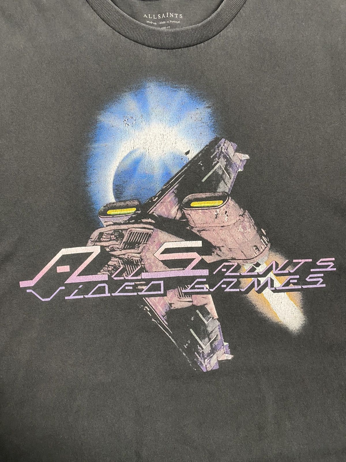 Allsaints Allsaints Arcade Space Faded Black T Shirt Size L Size US L / EU 52-54 / 3 - 6 Thumbnail