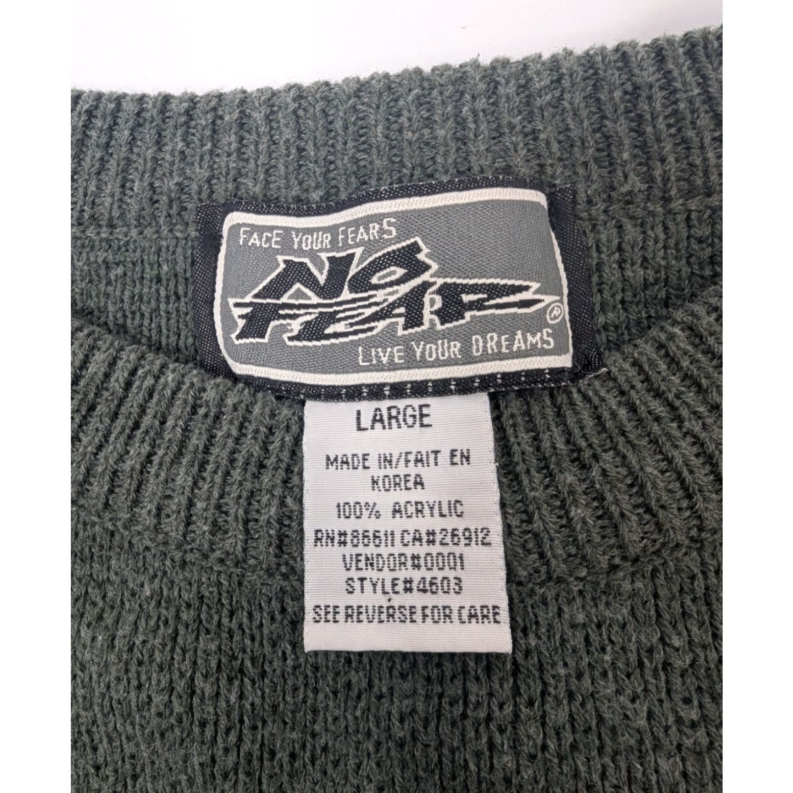 No Fear VINTAGE No Fear Sweater Shirt Long Sleeve Crewneck Olive Green 90s Y2K Men L Size US L / EU 52-54 / 3 - 7 Thumbnail