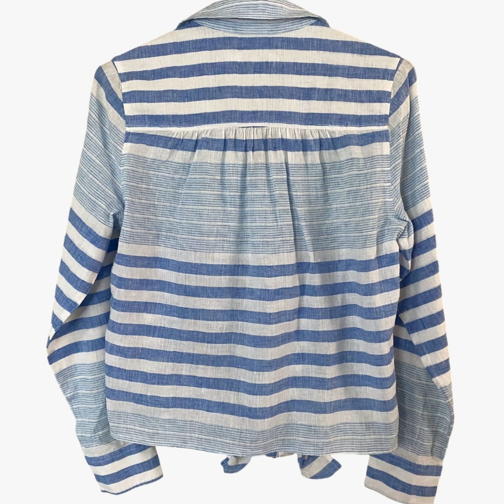 Vineyard Vines VINTAGE Vineyard Vines Striped Button-Up Shirt Women's Size 4 Blue Linen Long Sleeve Preppy Size S / US 4 / IT 40 - 4 Thumbnail