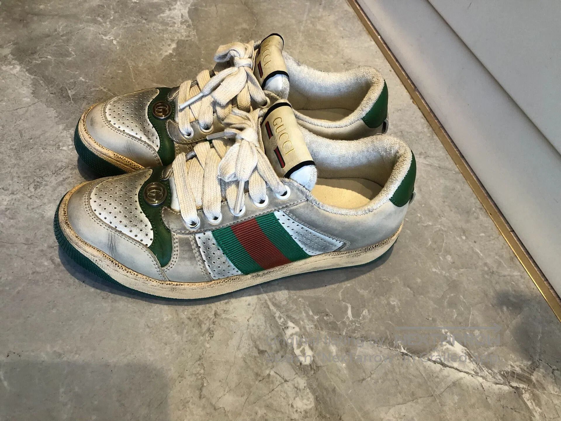 Gucci Gucci Screener Distressed Leather Sneakers Women. Size US 4.5 / IT 34.5 - 3 Thumbnail