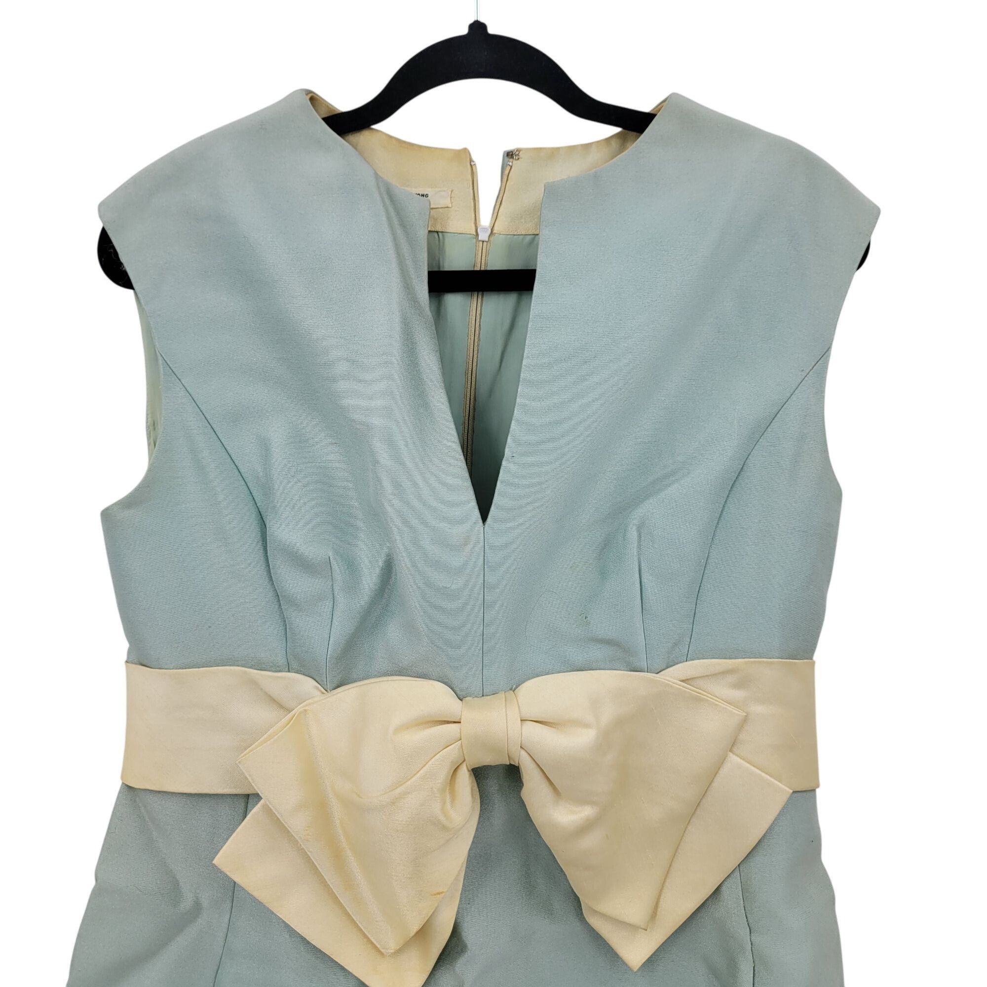 Vintage Vtg 60s Womens Party Dress Sz 16 Bow Hong Kong Mint Blue Sle Size XXL / US 16-18 / IT 52-54 - 4 Thumbnail
