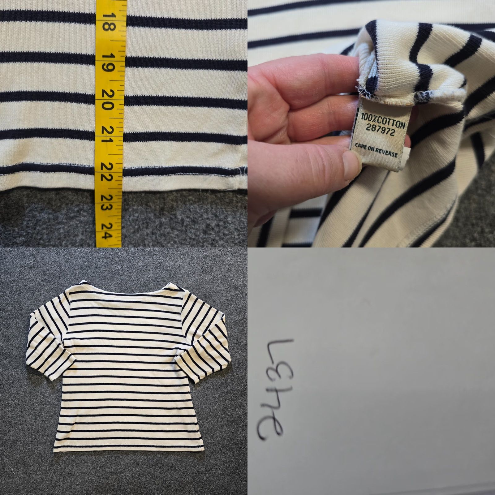 Vintage LL Bean Sweater Womens Petite Medium White Sailor Striped Knit 3/4 Sleeve Boat Neck Pullover Casual Classic Fit Mens Womens Girls tailored Size M / US 6-8 / IT 42-44 - 8 Thumbnail