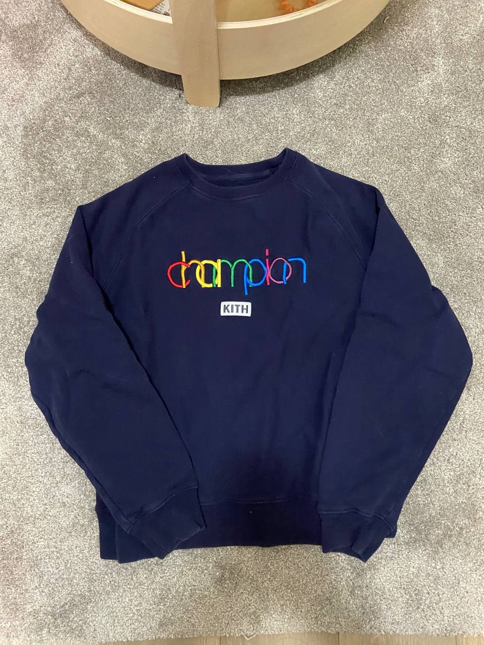 Champion × Kith Kith x Champion Logo Hoodie Pink | Grailed