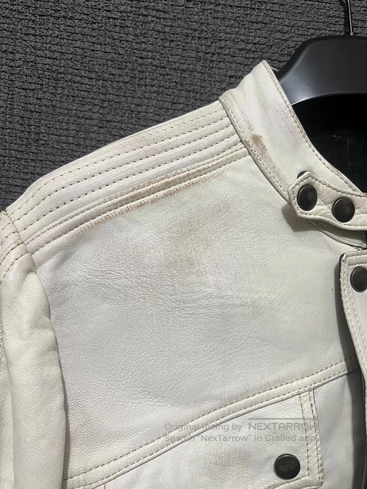 Isaac Sellam Experience Vintage Style White Leather Jacket. Size US S / EU 44-46 / 1 - 4 Thumbnail