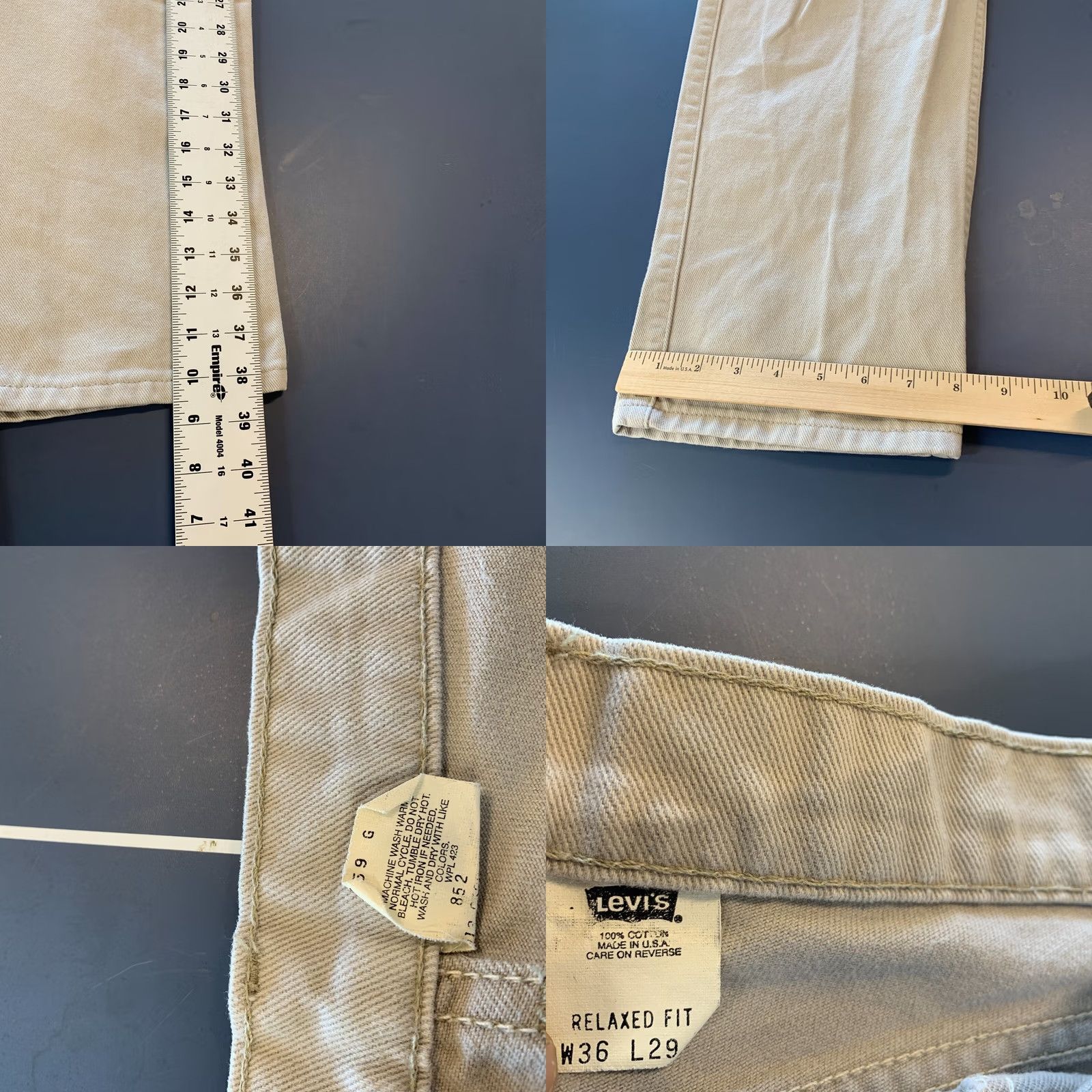 Levi's VINTAGE Levis 540 Jeans Mens 36x29 Fits 34x27 Beige Denim Relaxed Made USA 90s Size US 36 / EU 52 - 11 Thumbnail