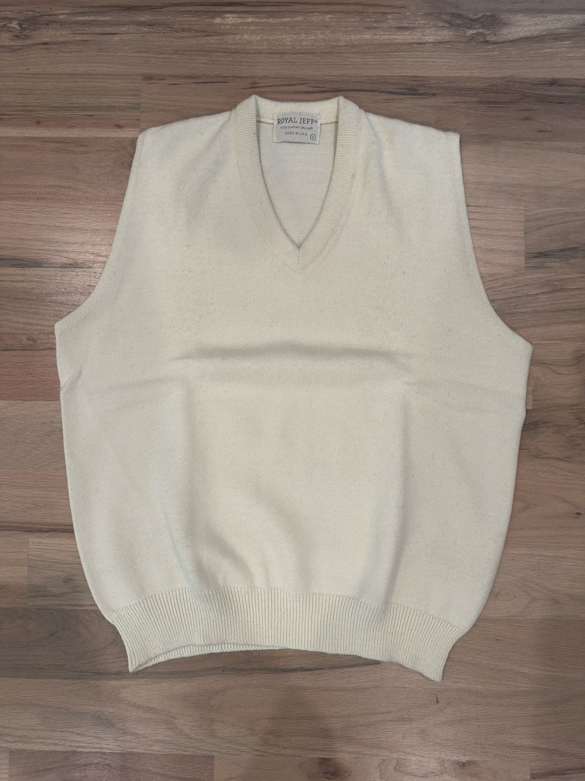 Vintage Vintage Royal Jeff 70s Cream Sweater Vest Size Large Size US L / EU 52-54 / 3 - 1 Thumbnail