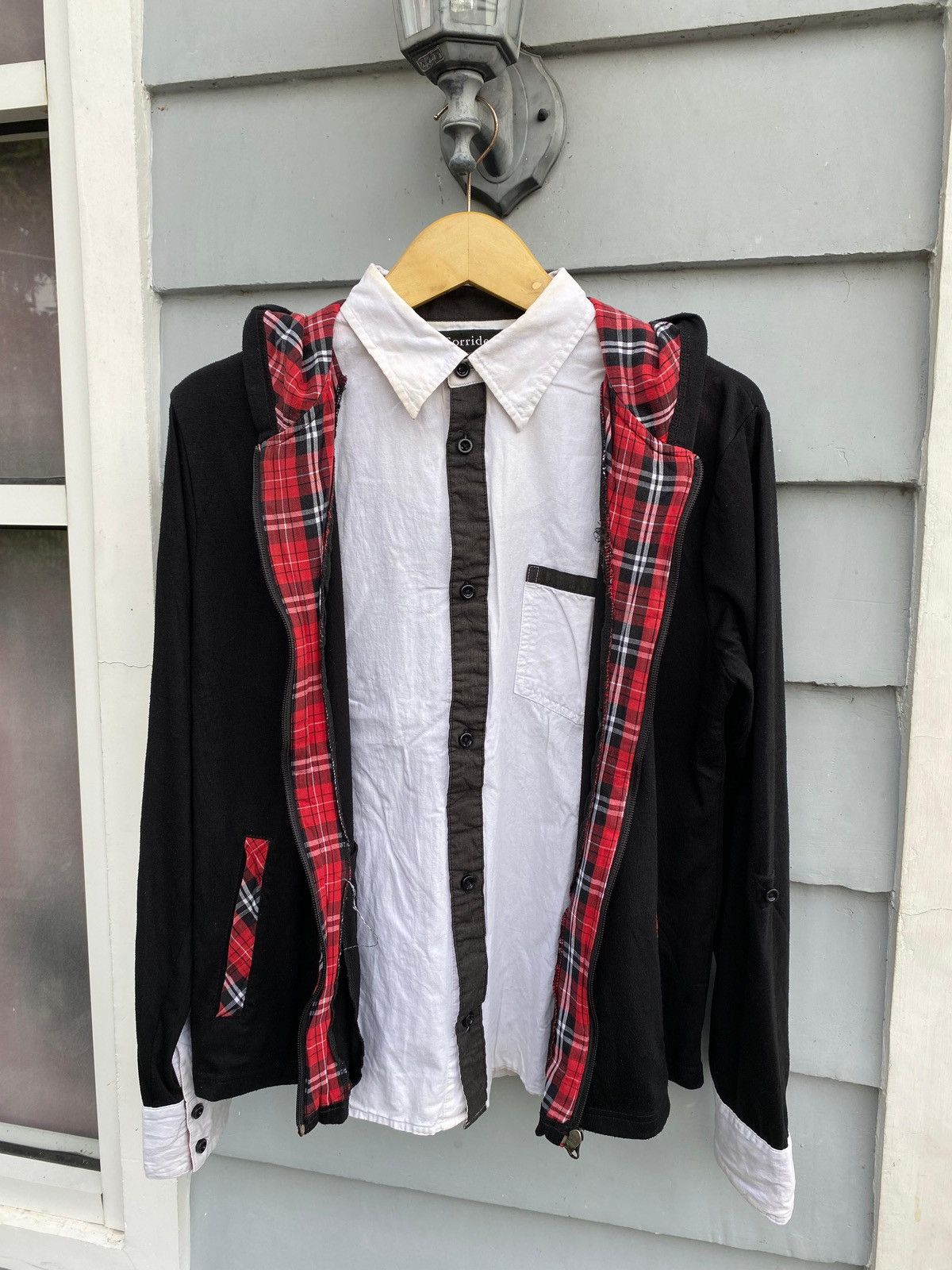 If Six Was Nine Sorridere Layered Hoodie Shirt Built-in Button-Up & Plaid Size US L / EU 52-54 / 3 - 2 Thumbnail