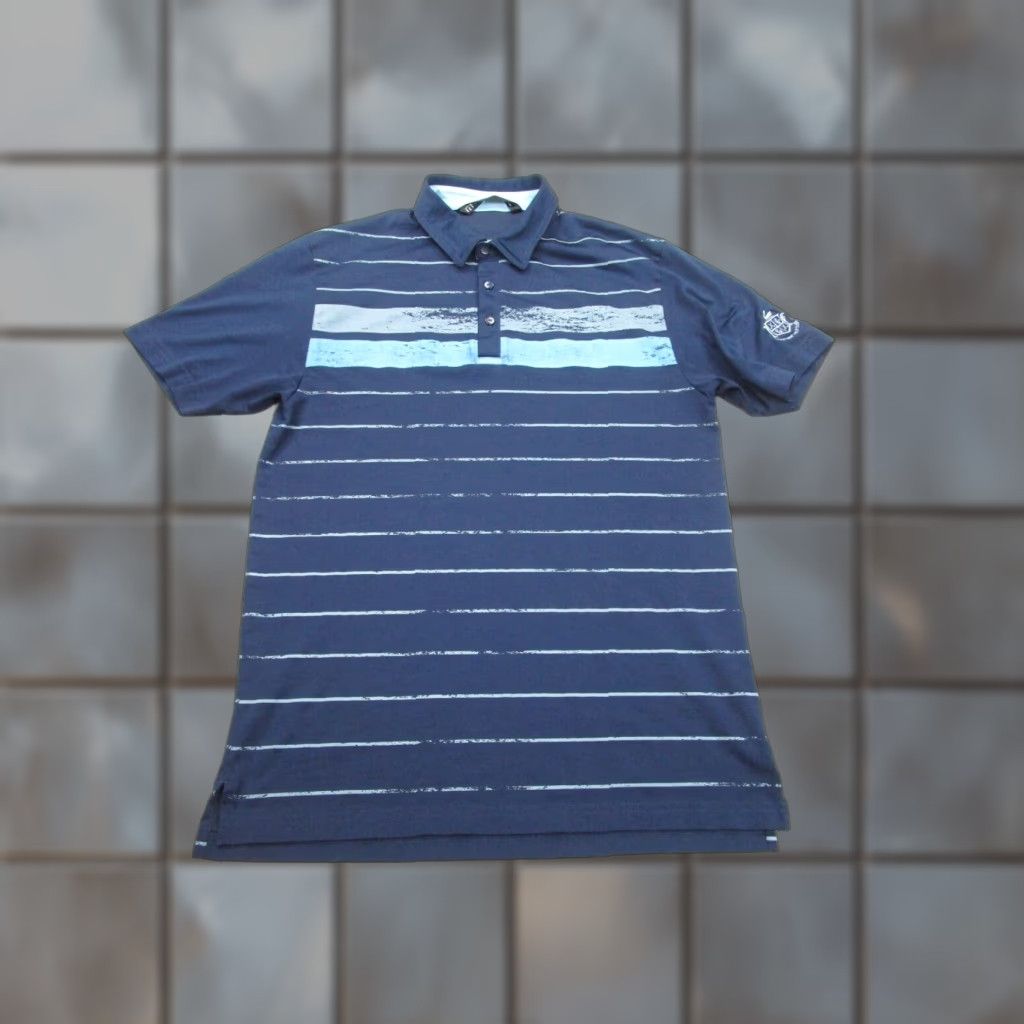 TravisMathew Travis Mathew Mens Medium Blue Striped Polo Shirt Golf Casual Summer Size US M / EU 48-50 / 2 - 1 Thumbnail