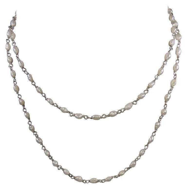 Handmade Mexican Handmade Sterling Freshwater Pearl Flapper Necklace Size ONE SIZE - 1 Thumbnail