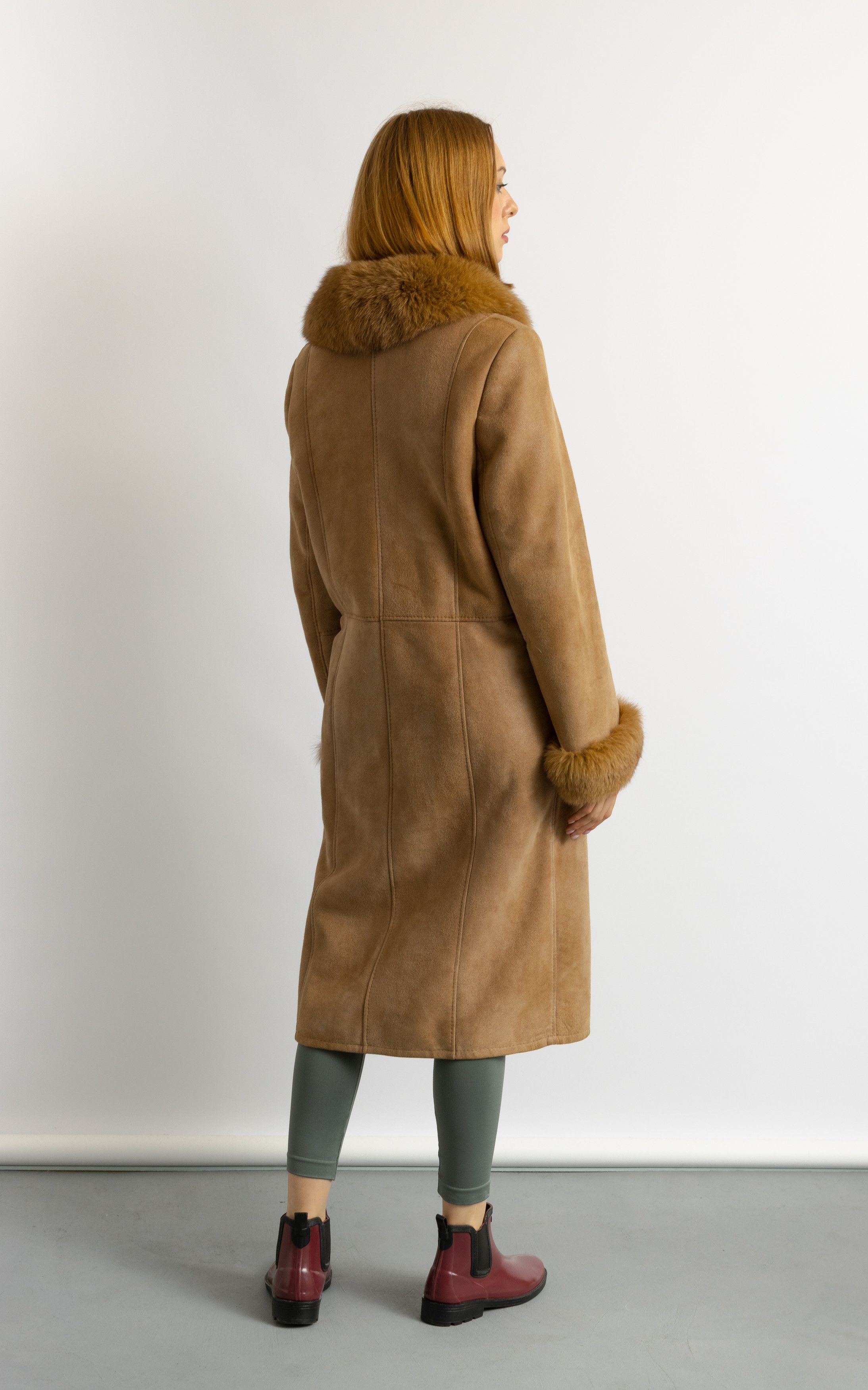 Vintage Suede Sheepskin Leather Shearling Fastens Coat M 5929 Size M / US 6-8 / IT 42-44 - 4 Thumbnail