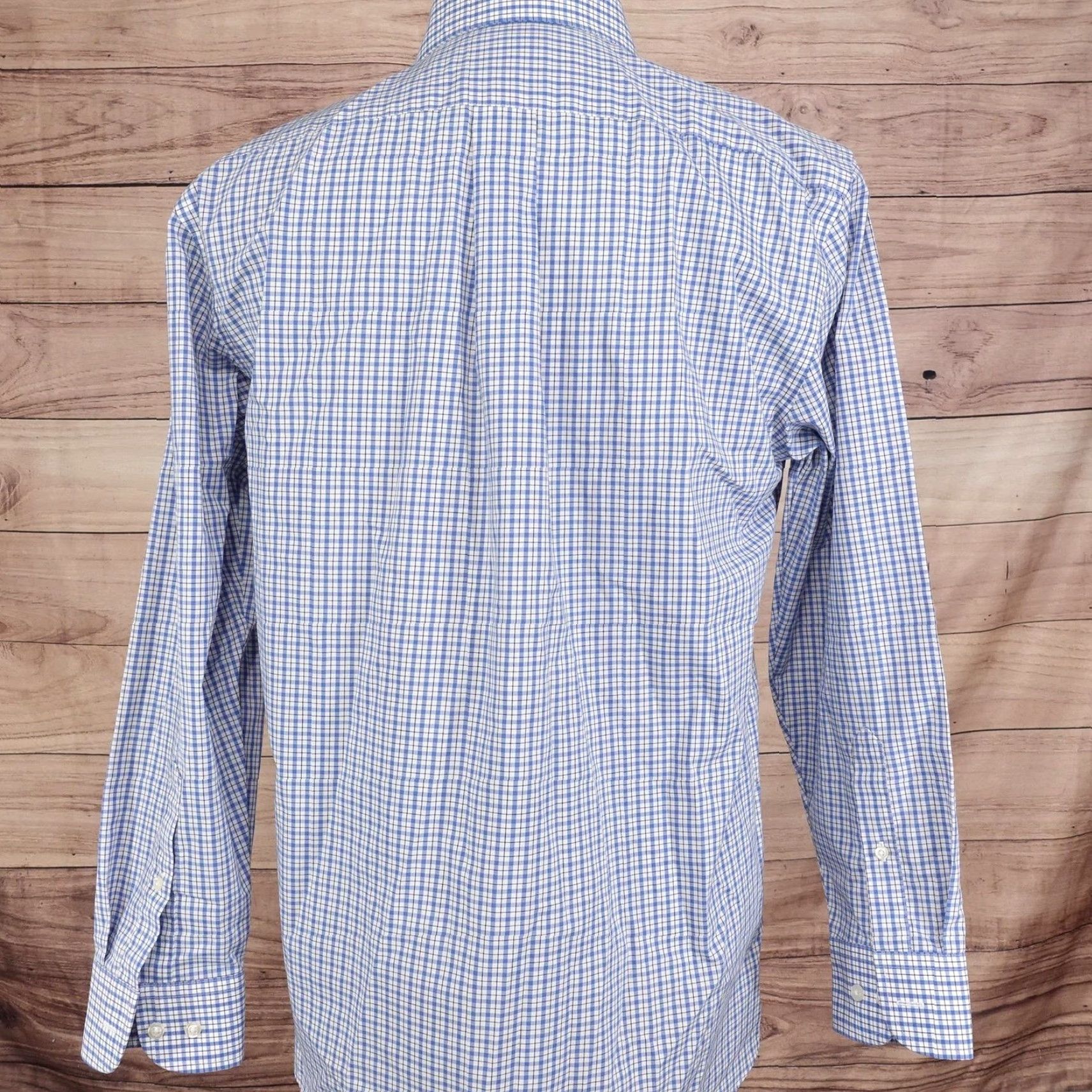 Stafford Stafford Dress Shirt Mens 15.5 32/33 Blue Gingham Travel Performance Regular Fit Shirt Mens Blue Gingham 60% cotton 40% polyester Size 42R - 4 Thumbnail
