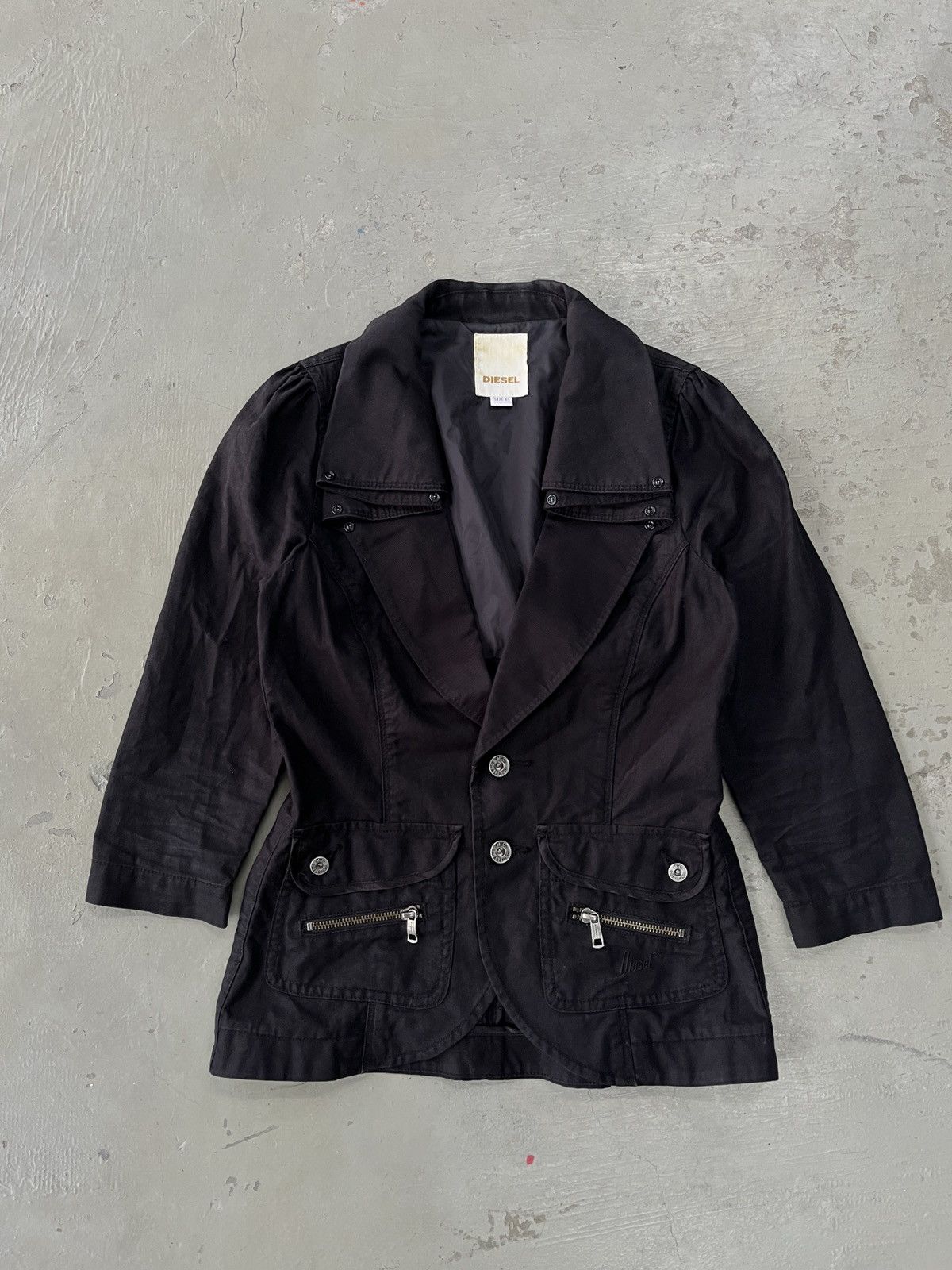 KMRii Y2K DIESEL Flared Jacket Blazer Punk Seditionaries Style Size XS / US 0-2 / IT 36-38 - 1 Thumbnail