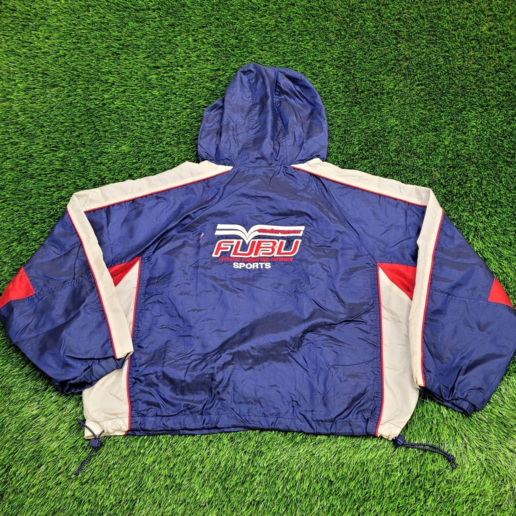 Fubu VINTAGE FUBU Jacket Womens XL Baggy Cropped 26x22 Nylon Zip Pockets Windbreaker 1990s Retro Athletic Clothing Womens Size XL / US 12-14 / IT 48-50 - 3 Thumbnail