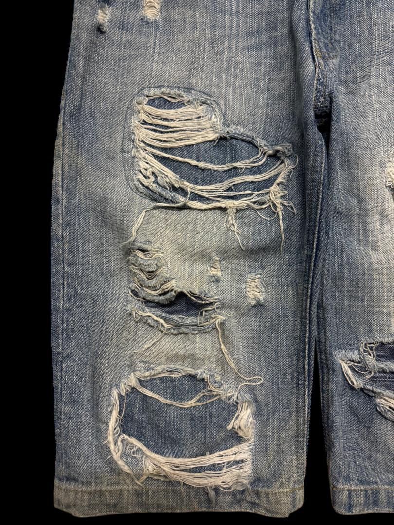 Vintage GRUNGE Insane Japanese Short Jeans Distressed Ripped Mudwash Size US 32 / EU 48 - 5 Thumbnail