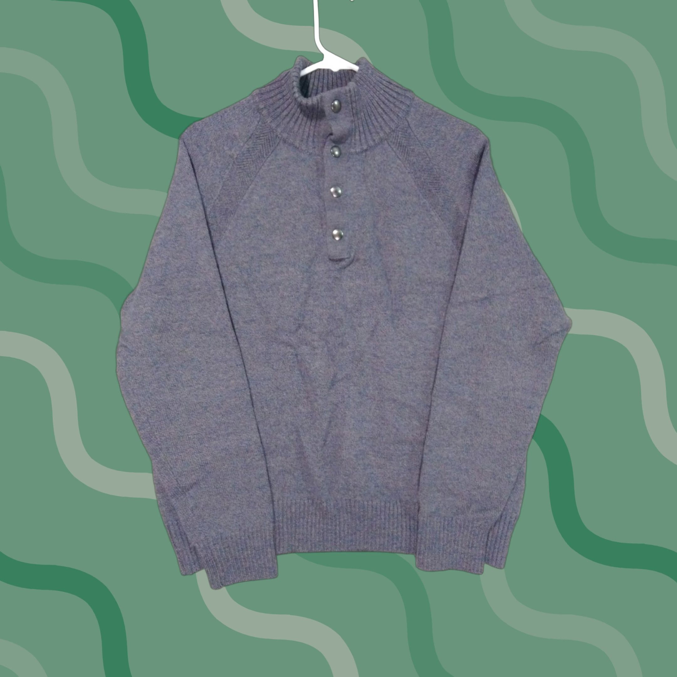 Banana Republic Banana Republic Sweater Men XL Gray Heavyweight Extra Fine Merino Wool Blend Henley Mock Neck Casual Size US XL / EU 56 / 4 - 1 Thumbnail