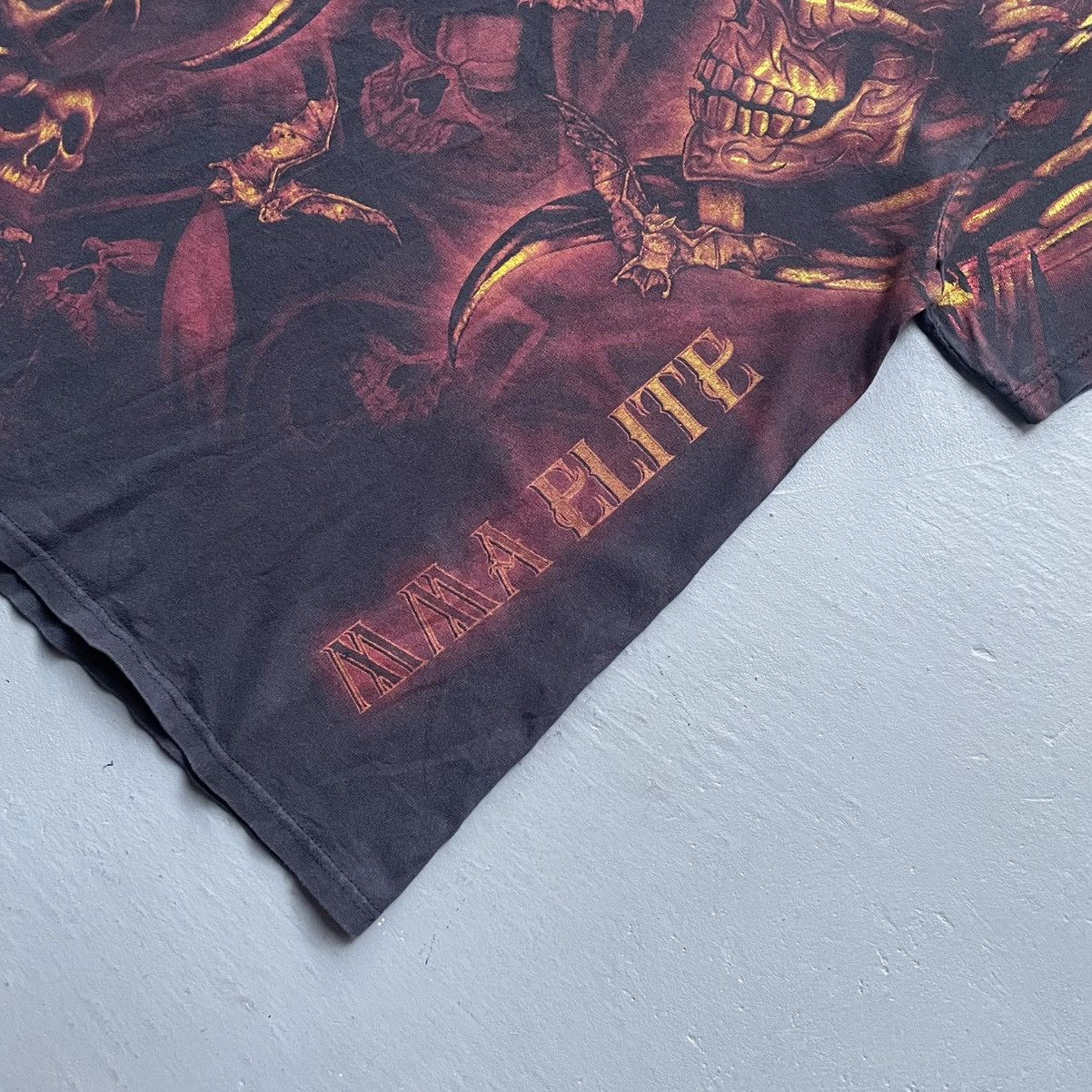 Other Vintage Y2K MMA Elite Black Skull Reaper AOP T-Shirt Size US L / EU 52-54 / 3 - 4 Thumbnail