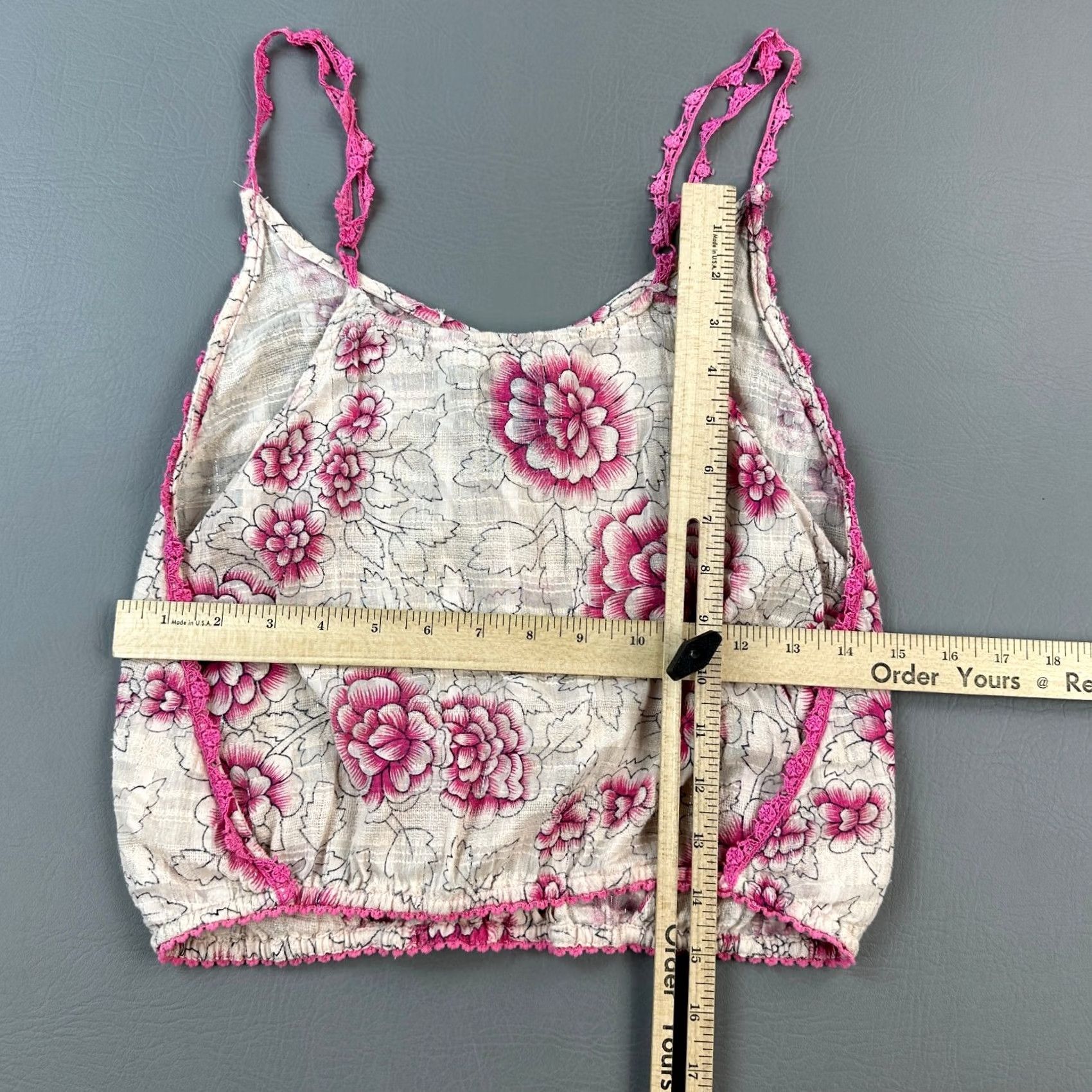 Free People Free People Top Womens XS Crop Women Beige Pink Floral Boho Cottagecore Cami Size XS / US 0-2 / IT 36-38 - 7 Thumbnail