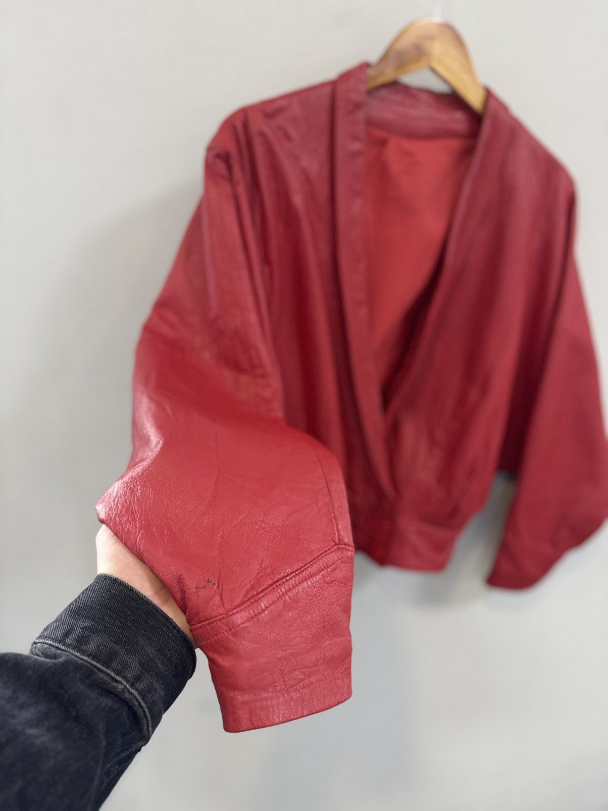 Vintage RED LEATHER JACKET RARE STREETWEAR Size US S / EU 44-46 / 1 - 9 Thumbnail