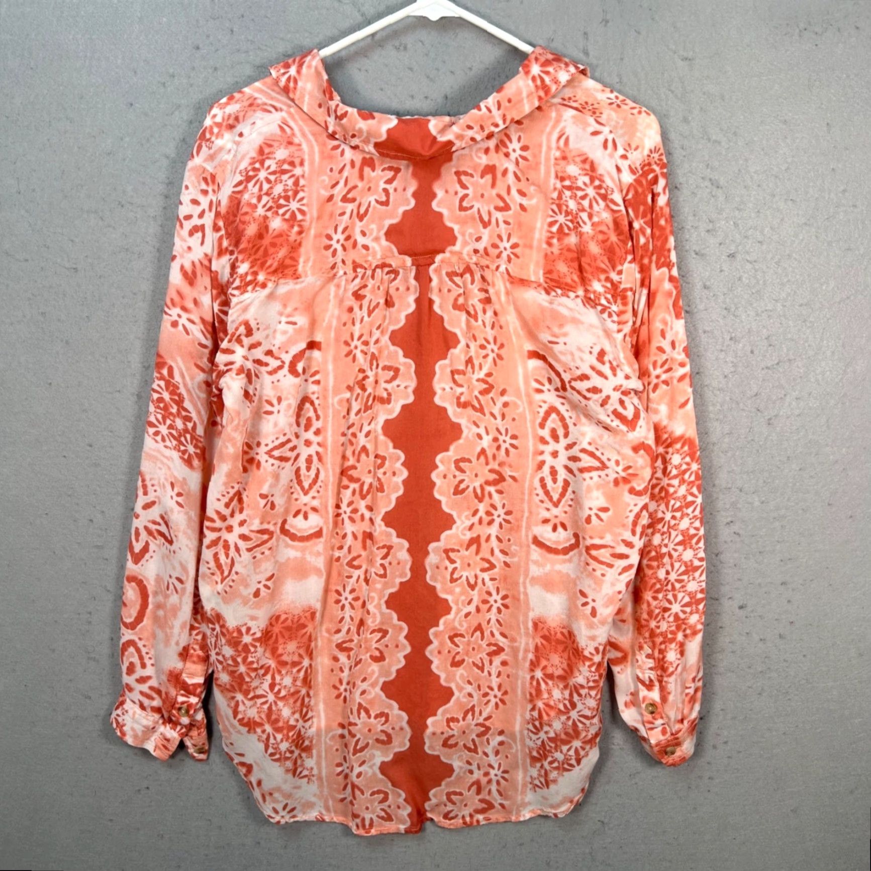 Vintage Pilcro Womens Medium Pink & White Floral Button-Up Blouse - Casual, Lightweight, Long Sleeve, Collared, Modal Cotton, Button, Regular Size M, Womens Size M / US 6-8 / IT 42-44 - 2 Thumbnail