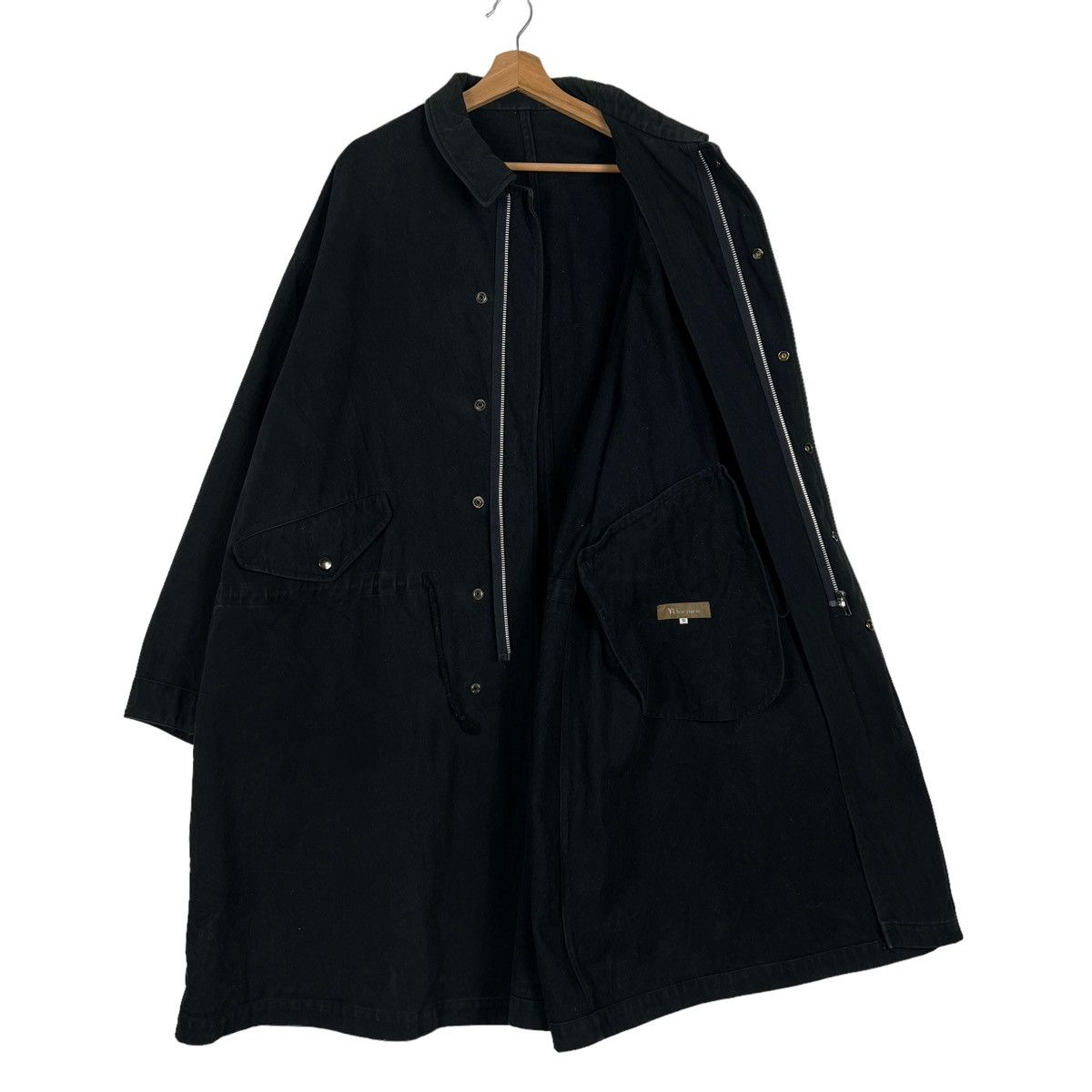 Yohji Yamamoto 🔥RICH BLACK - FLY COATS HERRINGBONE LONG JACKETS Size US M / EU 48-50 / 2 - 1 Thumbnail