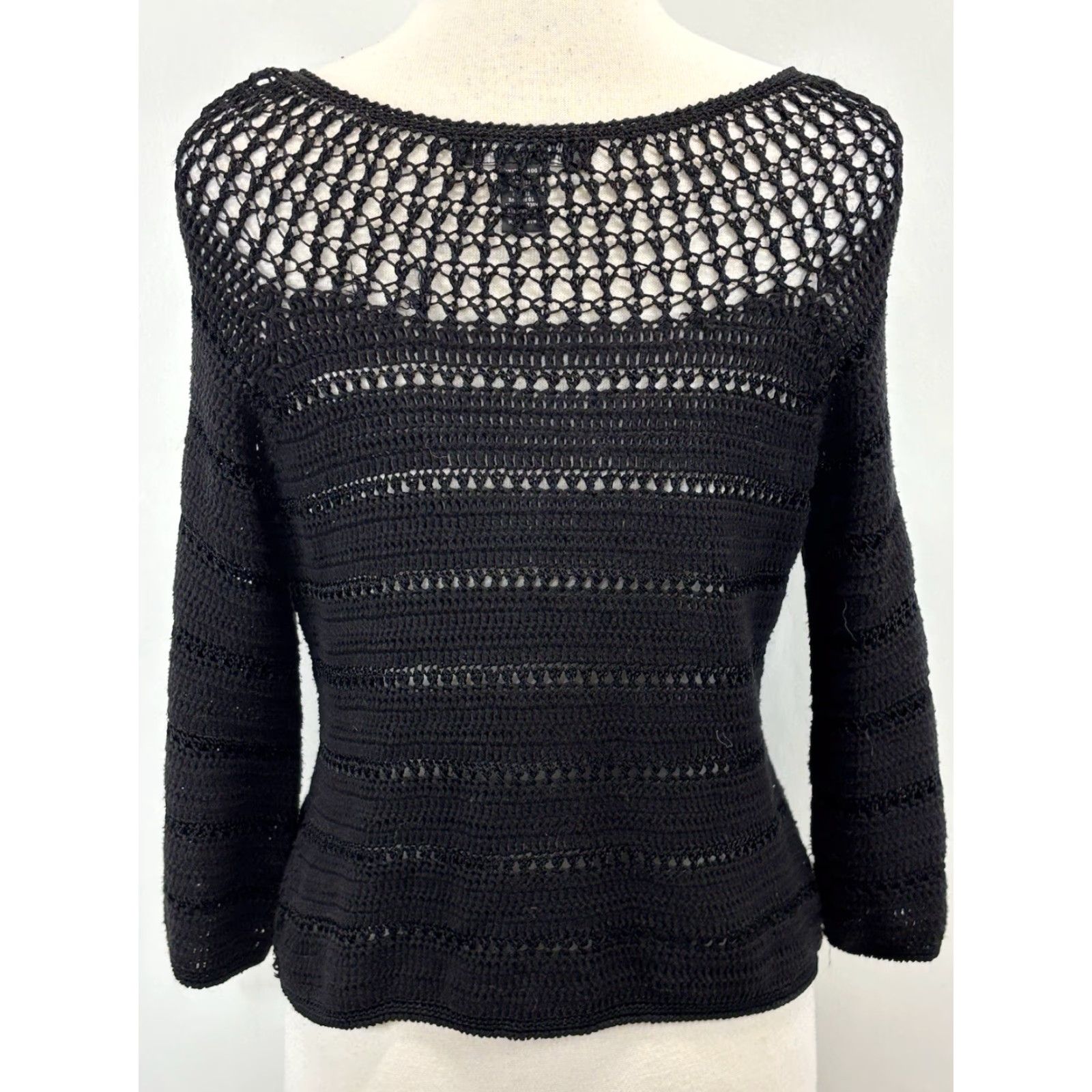 Vintage VINTAGE Y2K INC Crochet Cardigan Sweater Women’s Small Black Whimsigoth Fairy Crop Size S / US 4 / IT 40 - 3 Thumbnail
