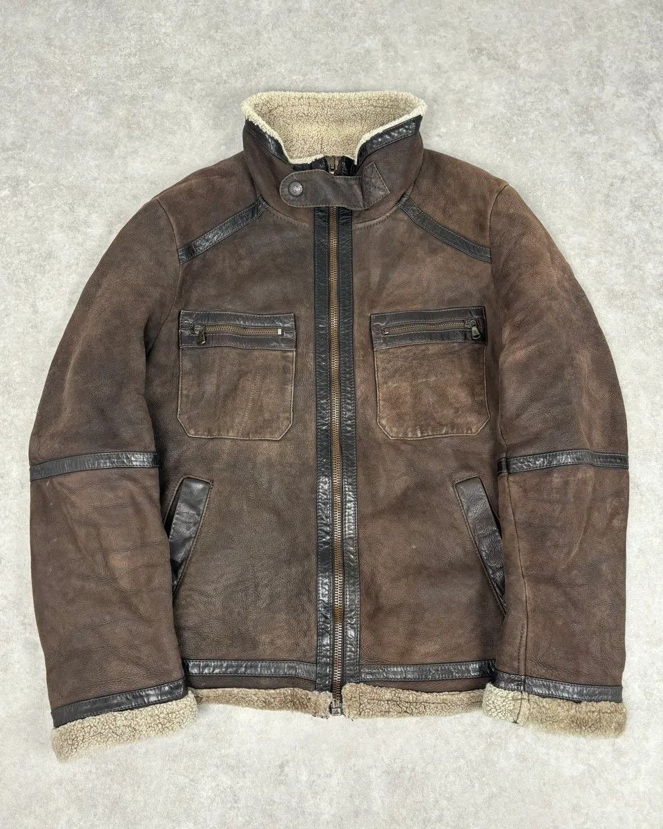 Dolce & Gabbana 1990s Dolce & Gabbana Brown Shearling Leather Jacket Size US M / EU 48-50 / 2 - 1 Thumbnail