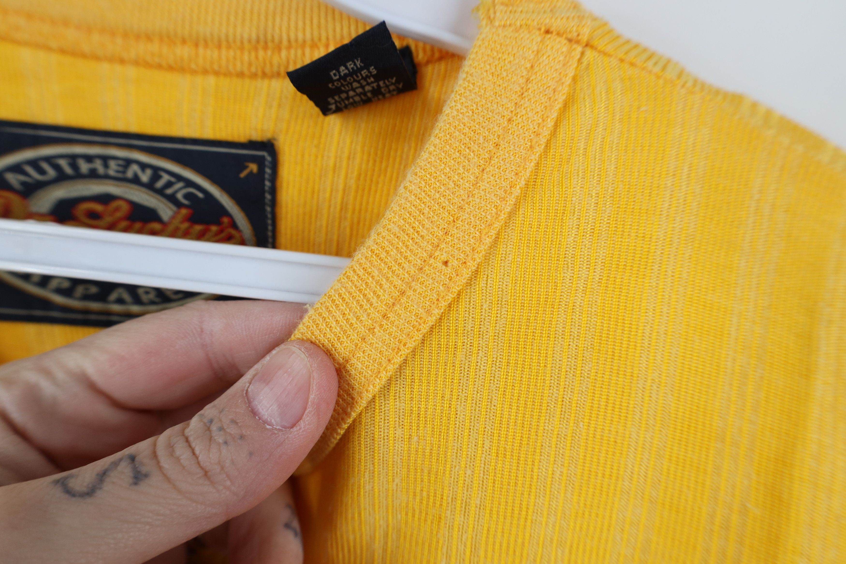 Vintage Vintage 90s Streetwear Ribbed Knit Ringer T-Shirt Yellow Size US XL / EU 56 / 4 - 4 Thumbnail
