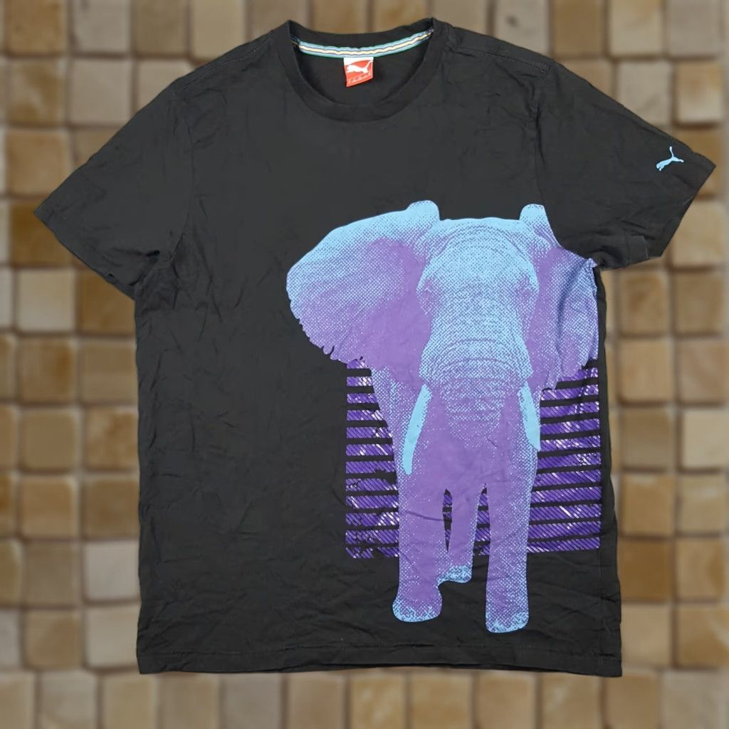 Puma VINTAGE PUMA T-Shirt Men's XL Black Neon Elephant Nature Animals Y2K 90s Jungle Retro Size US XL / EU 56 / 4 - 1 Thumbnail