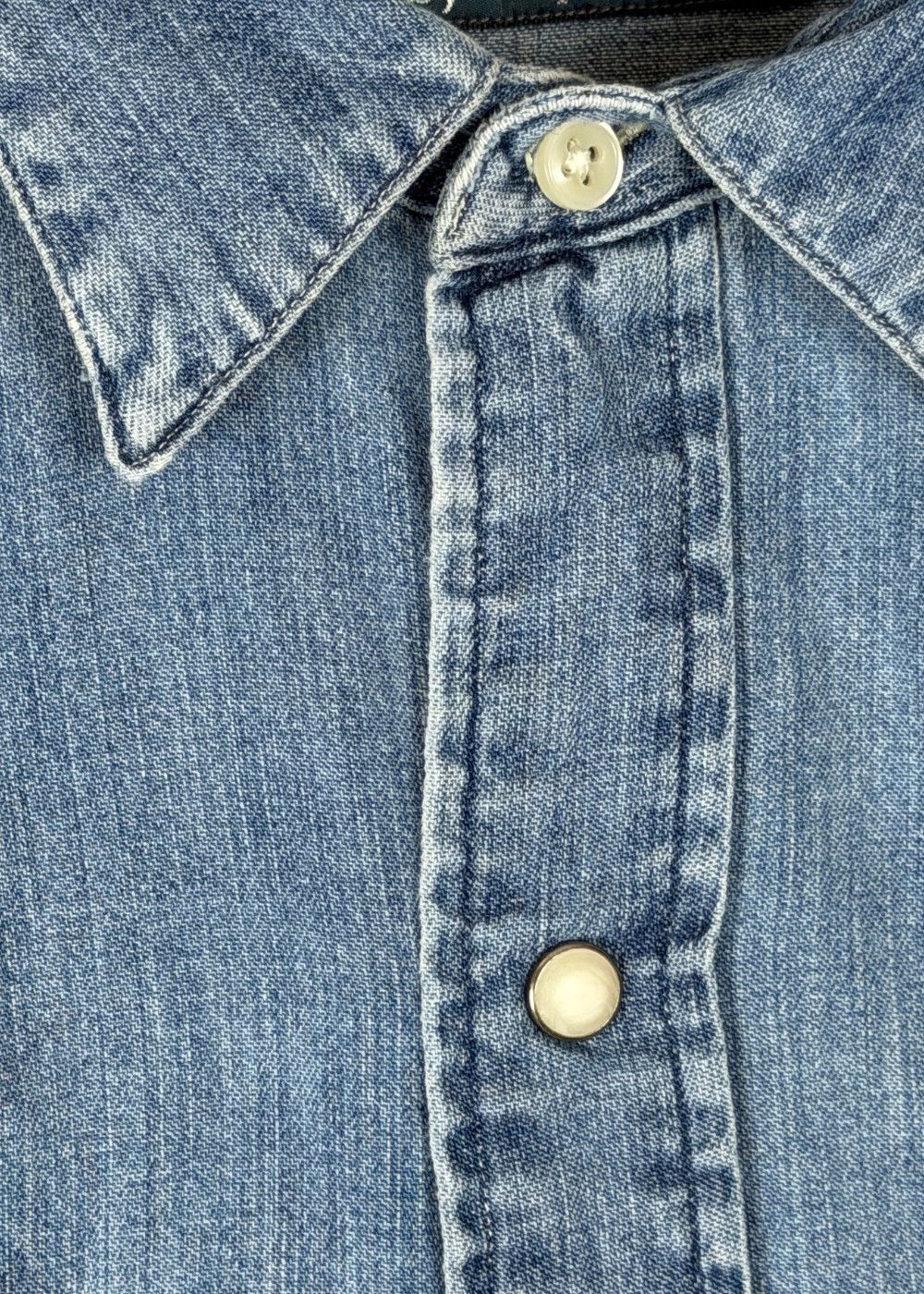 VTG PRL Faded Denim Western Shirt - Pearloid Snaps - Size S image 6