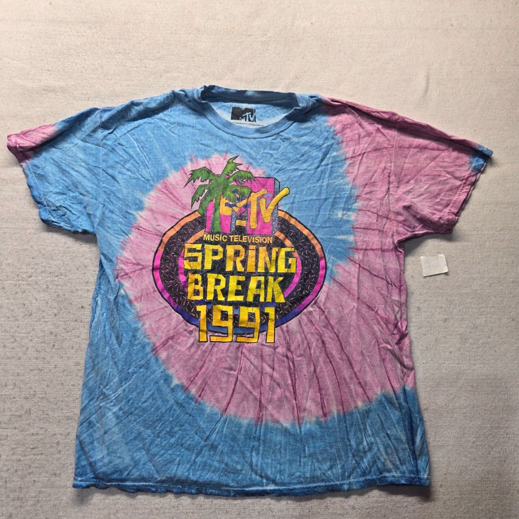 Pinko MTV Shirt Adult XL Multicolor Tie Dye Short Sleeve Men Size XL 1991 Spring Break Tee Size US XL / EU 56 / 4 - 2 Thumbnail